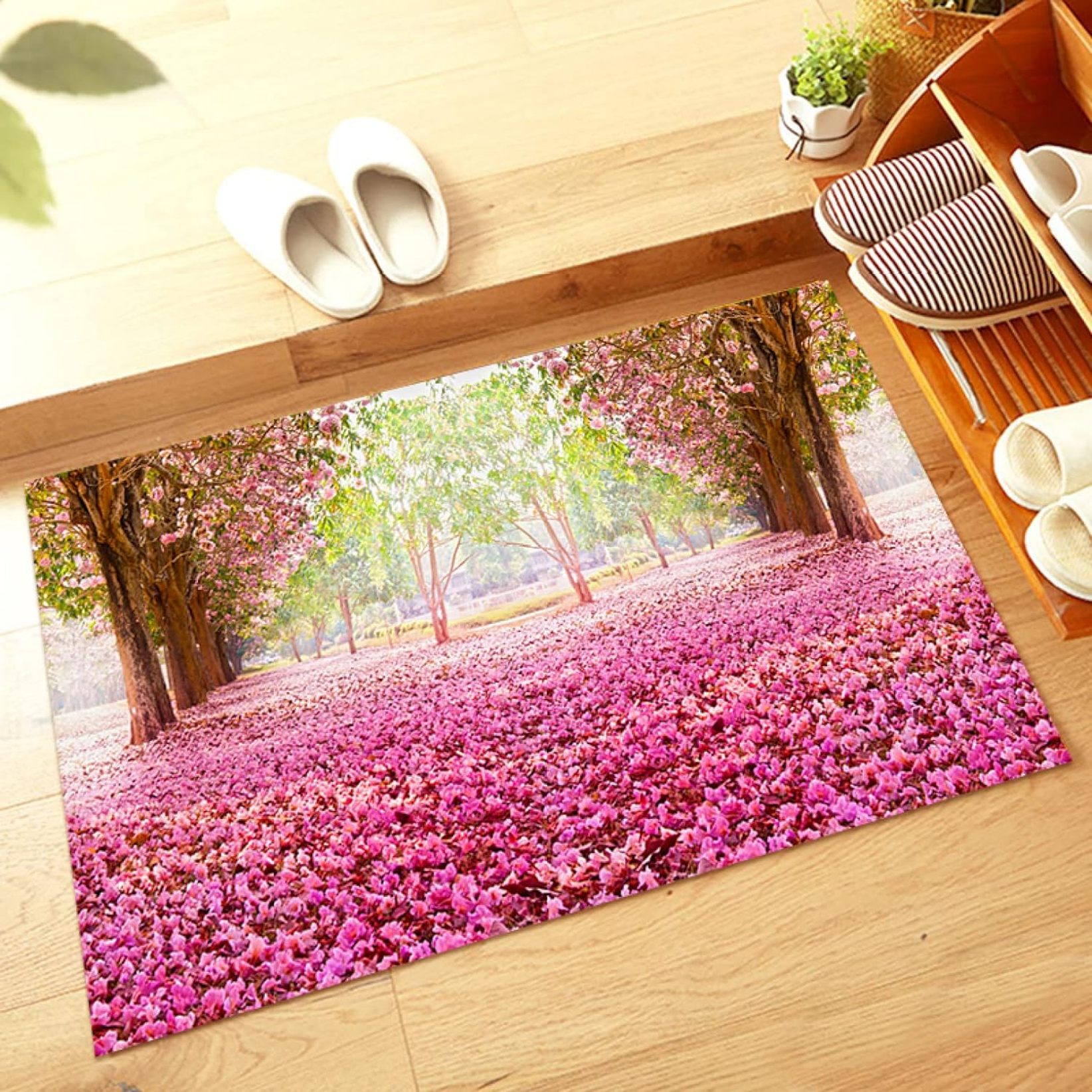 玄関マット室内 100X160cm 屋内 げんかんまっと 北欧 おしゃれ 風水 花 おしゃれドアマット 泥落としマット滑り止め 洗える 耐磨耗性 抗菌防臭 キッチン カラー 薄型 スタイル オフィス用