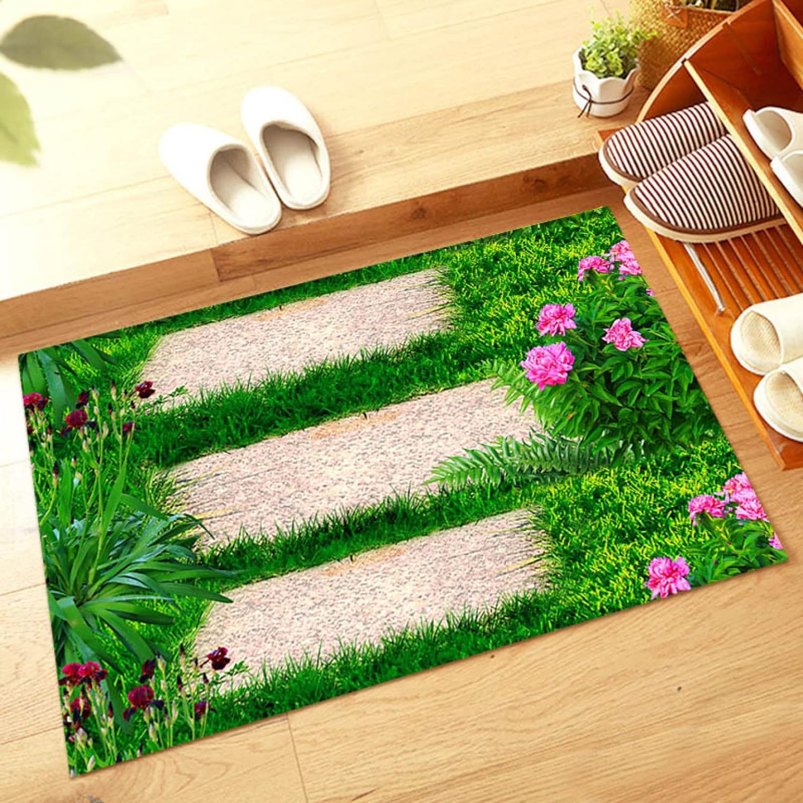 ドアマット 北欧 80X100cm 泥落とし おしゃれ レトロ風 おしゃれ 滑り止め付き 3D花 カラー 模様 吸水 足ふきマット長方形 四角 豪華 ラグ 低反発 ふかふか マット 抗菌仕様 ドアマッ