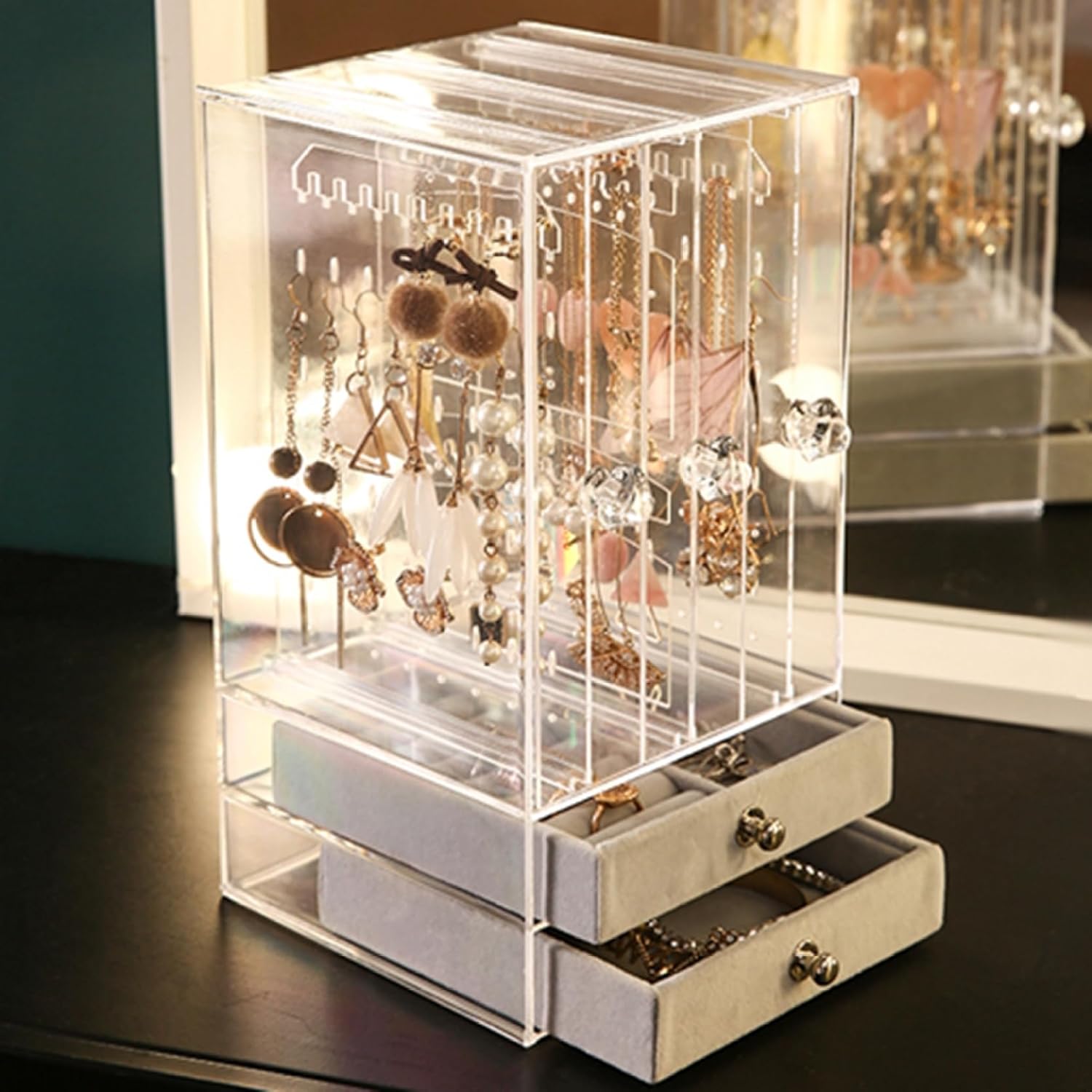 楽天市場】引き出し式 ジュエリーボックス 透明蓋 レディース 3層