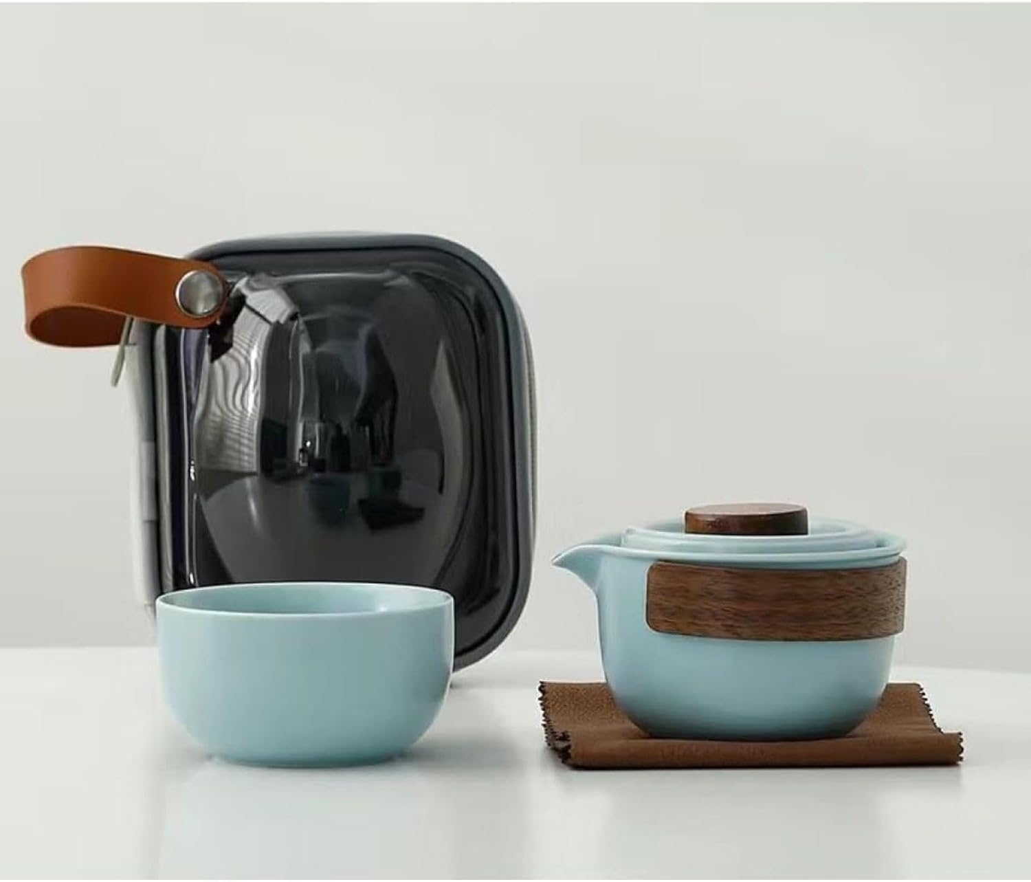 旅行ティーセット ティーセット 急須 湯呑みセット 茶器セット 旅行ティーセット 和風 携帯急須 陶磁茶具セット 茶器揃 茶器 茶皿 ギフト包装 茶こし付き 旅行 お出かけ用 おしゃれ 収納バッグ付き