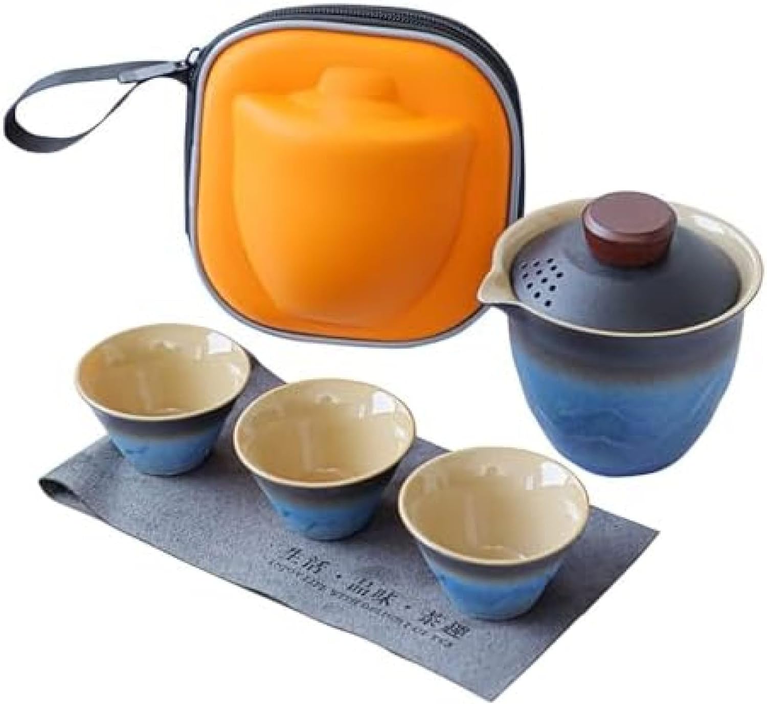 茶器セット ティーセット 湯呑みセット 携帯急須 和風 収納バッグ付き 旅行ティーセット 陶器湯呑みセット 中国茶 台湾茶 お出かけ用 業務用 お店用 アウトドアで美味しいお茶を簡単に 専用保護ケース