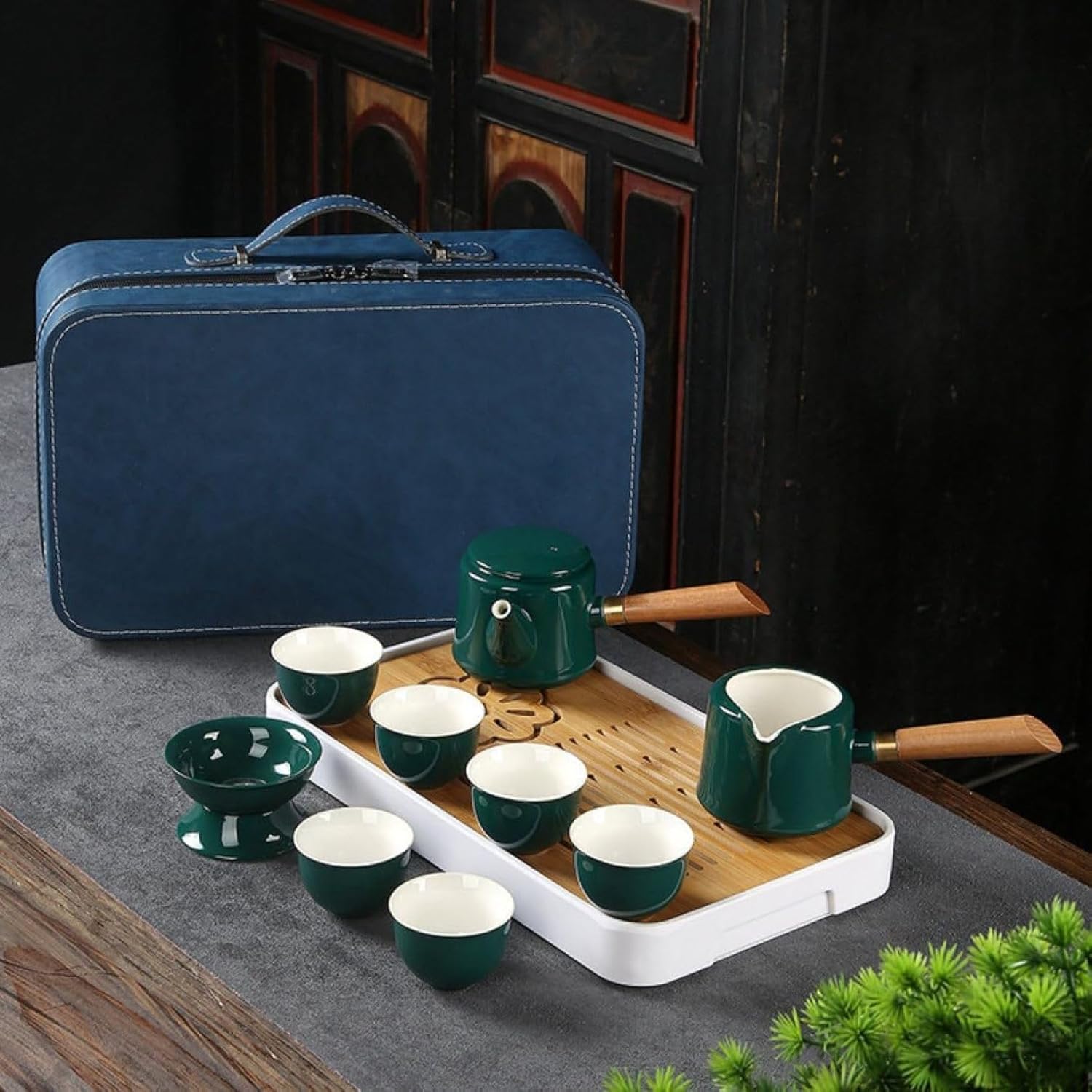携帯用茶器セット 茶器揃 茶芸 陶器 収納バッグ付き 茶器揃 コンパクト 携帯式 軽量 通勤 お出かけ用茶器セット 旅行や外遊び 帰省 お中元 来客 ギフト 事務室用 茶入 湯呑みセット 急須 アウト｜サステナライフ
