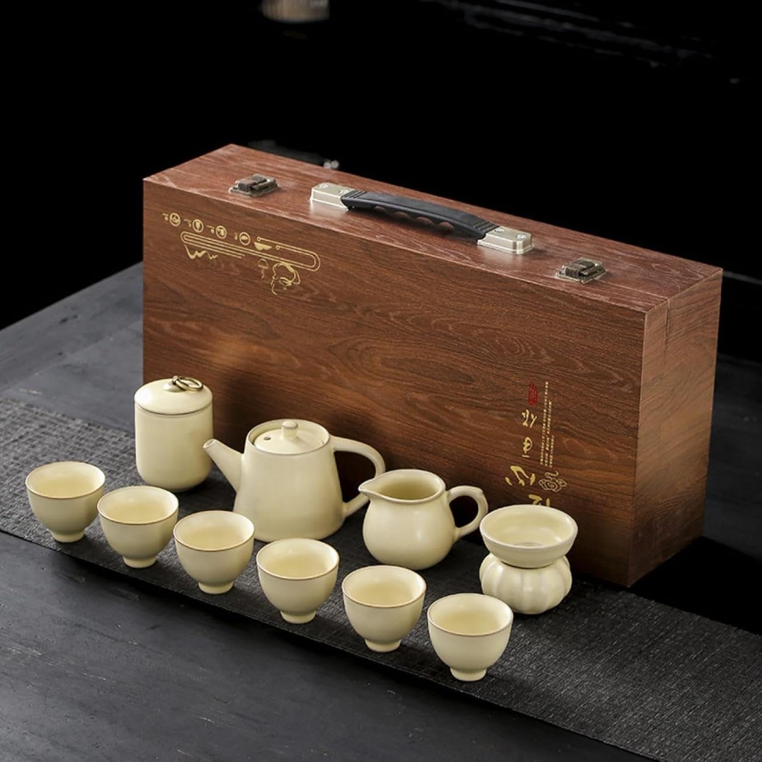 携帯茶器セット 陶器 茶壷セット 持ち運び便利 湯呑み 急須 中国茶器セット ギフト 贈り物 便利グッズ 誕生日 還暦祝い 喜寿 登山 定年 古希 プレゼント お祝い ピクニック キャンプ 旅行茶具