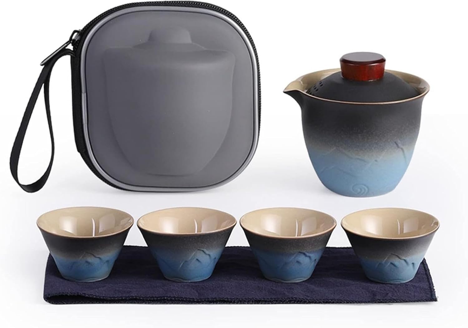 茶器セット 旅行ティーセット 和風 携帯急須 中国茶 台湾茶 収納バッグ付き 陶器湯呑みセット コンパクト お出かけ用