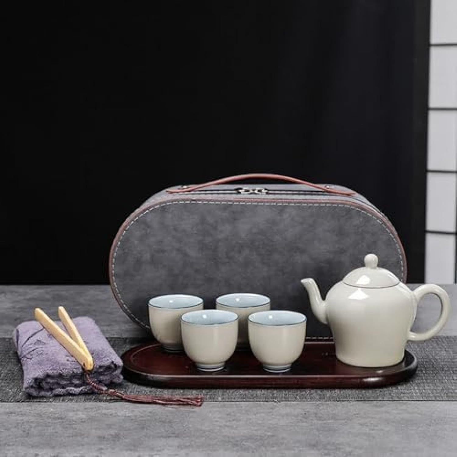 番茶器仕掛ける 4客仕掛ける 瀬戸もの 茶器揃な 湯飲み 急須仕掛ける ティーポット 持ちはこぶ急須 茶盤 納める御徒面子付き添い人 携帯型 マルチ 水呑み 陶芸茶道 中国茶 古典派音楽 お出掛け 一緒になる祝賀会 中華民国茶