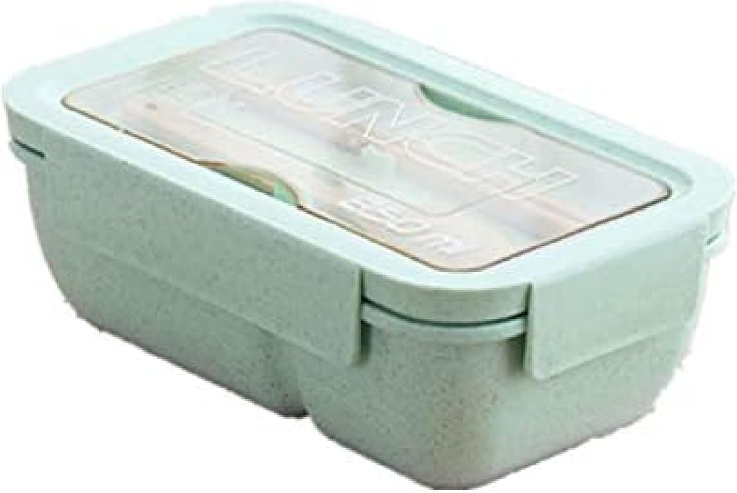 弁当弁当箱、環境にやさしい小麦弁当箱 スプーン/箸が付いてい 大人の子供のための学校のオフィスワークホームピクニック 携帯便利 漏れ防止 軽量 レンジ (緑)
