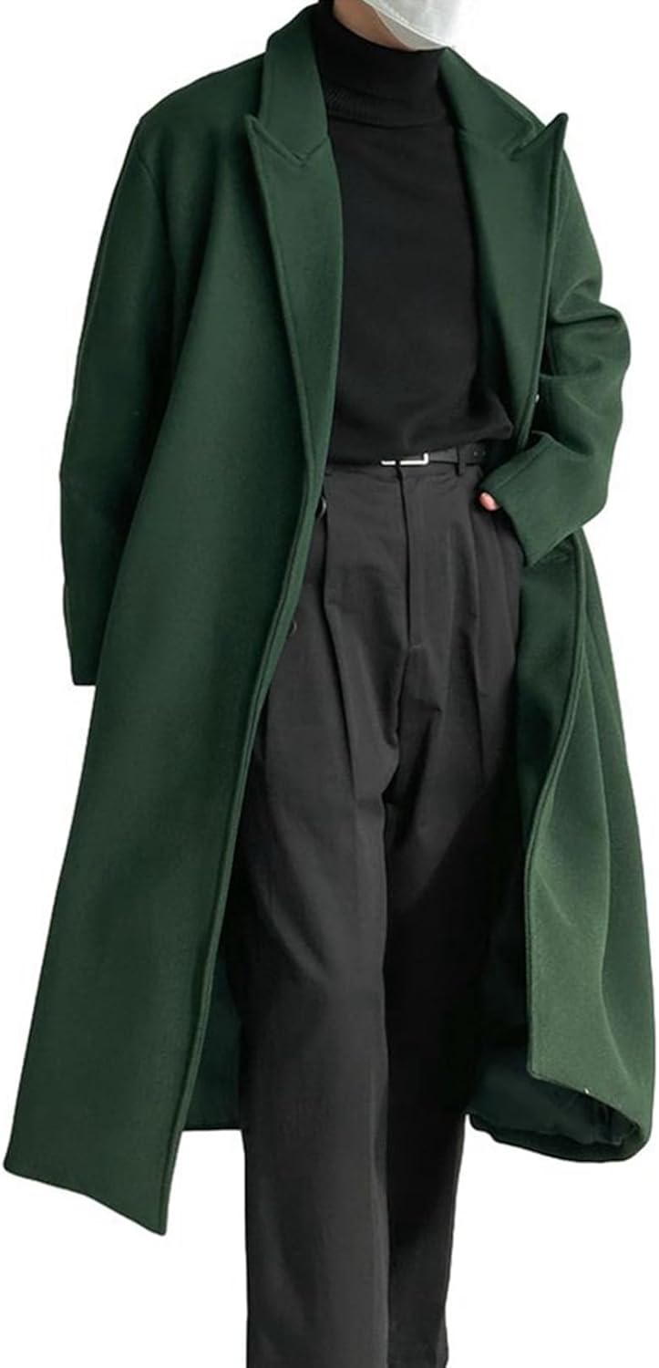 ロングコート チェスターコート メンズ ロングコート ラシャコート 緑 グリーン M~2XL 膝下丈 ポケット ゆったり アウター カジュアル おしゃれ 韓国 ファッション 保温性 ゆったり 厚手 羽