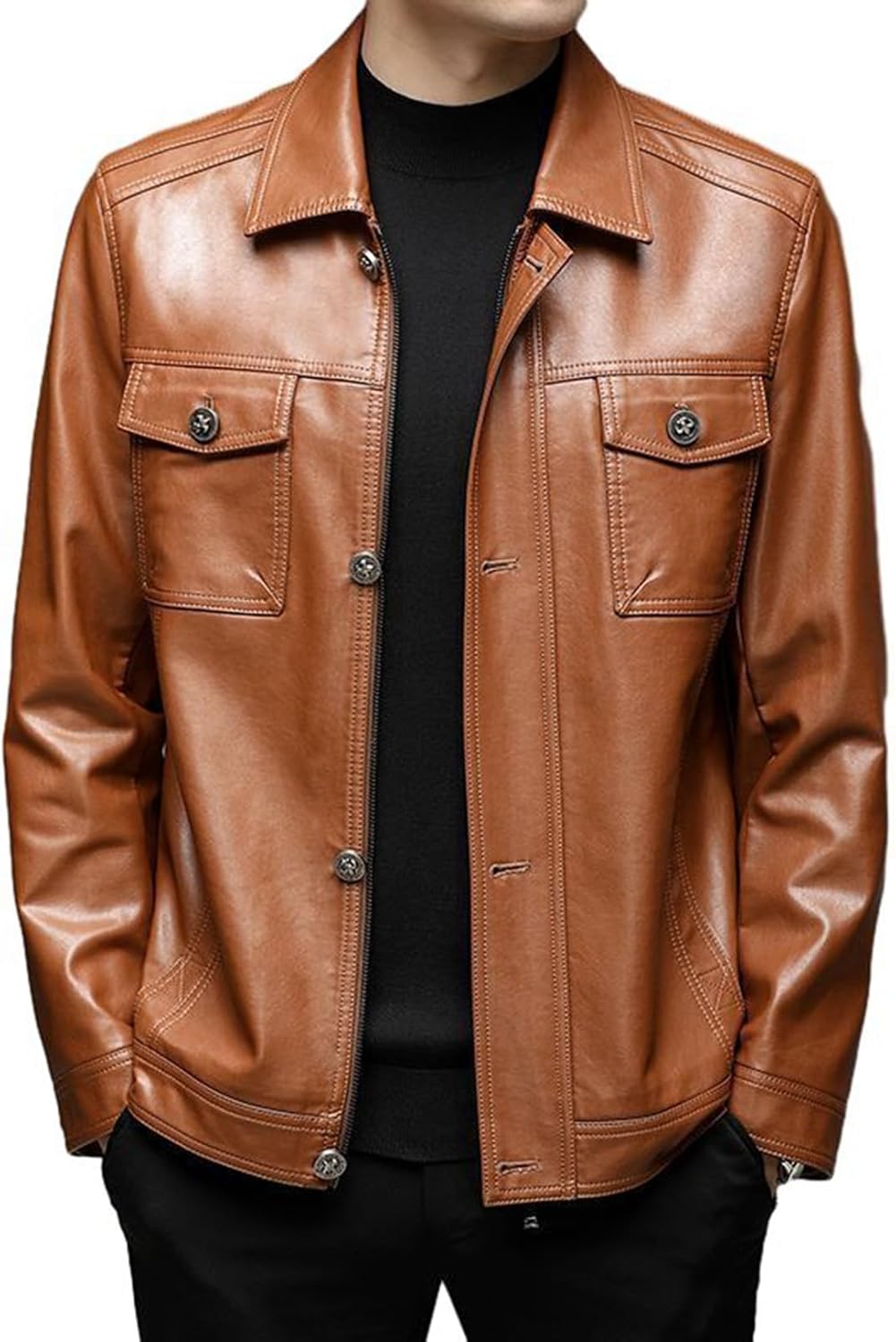 バイクジャケット 本革 革ジャン メンズ ライダースジャケット ボタン 秋冬服 羊革 ラム スタジャン ジャンパー 防水 防風防雨 革ジャケット 作業用 柔らかい 多機能｜サステナライフ