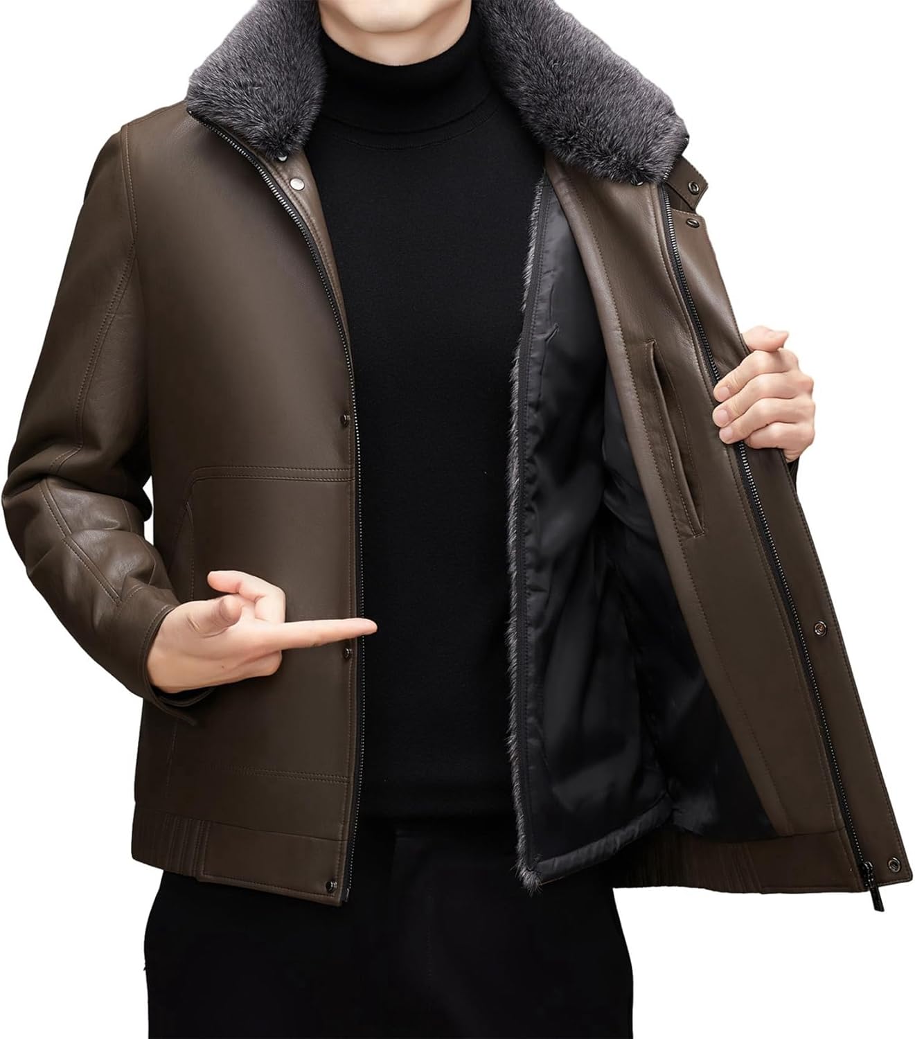 レザージャケット ハイネック ライダースジャケット メンズ バイクジャケット 裏起毛 裏ボア 秋着 冬服 フルジップ アウター ブルゾン あったか 防寒着 スタジャン ビジネス カジュアル 合皮ジャン