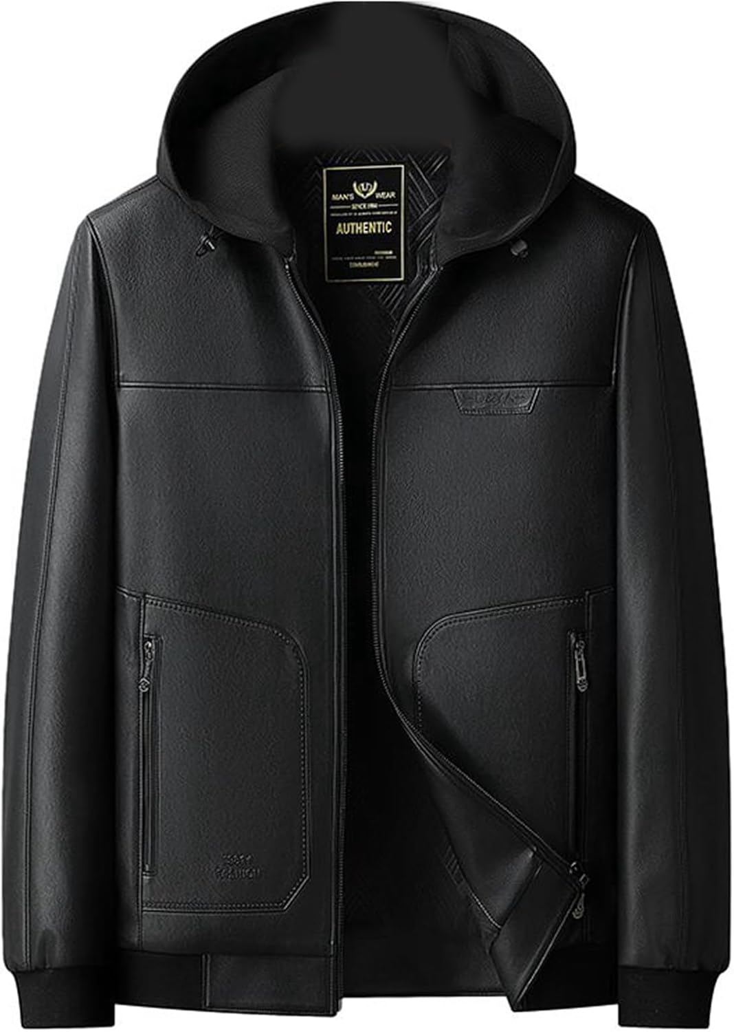 メンズ レザージャケット フード ファスナーポケット ライダースジャケット 革ジャン 秋着 冬服 ブルゾン コート PU 撥水加工 防風防寒 細身 カジュアル カッコイイ アウター オートバイ