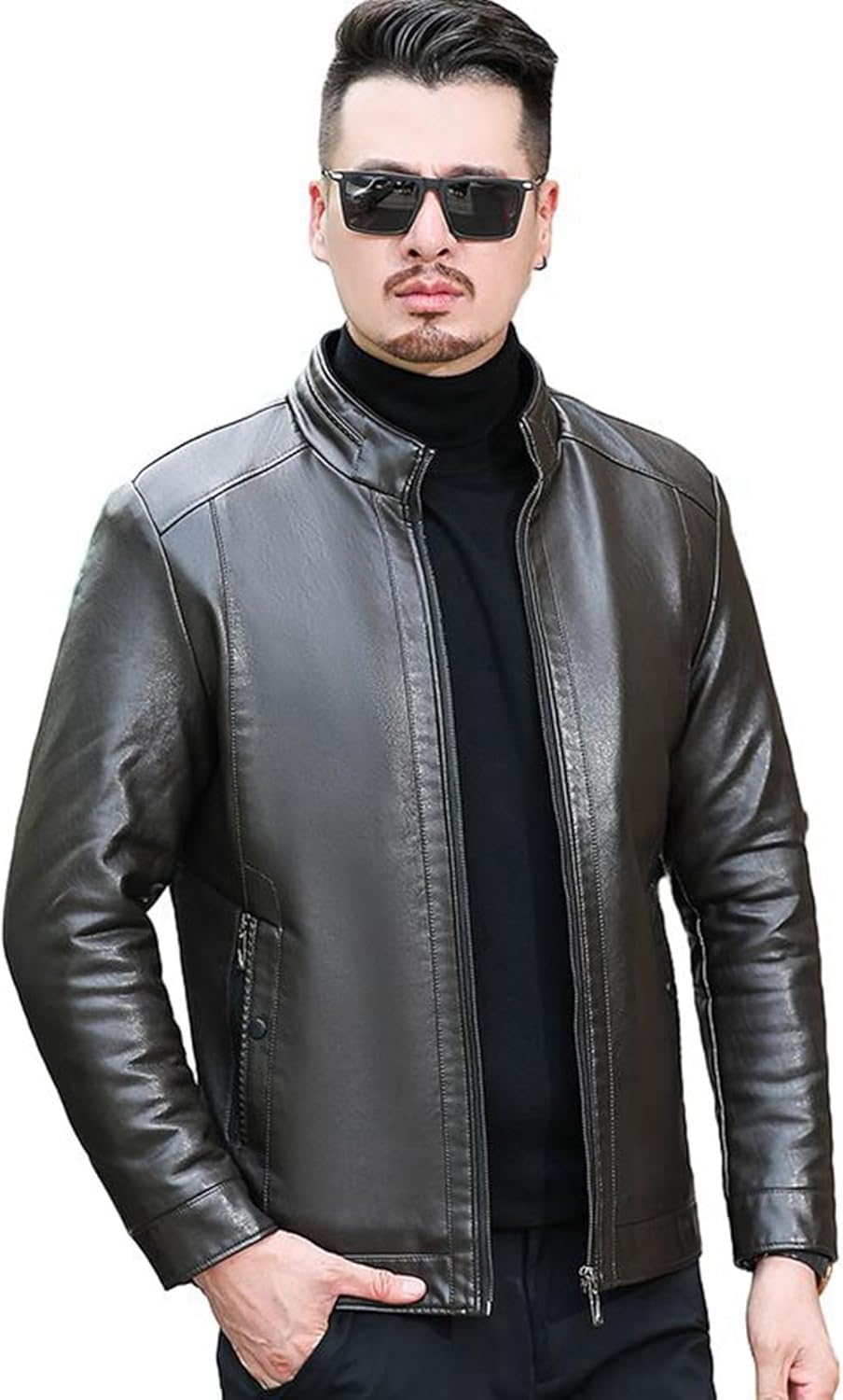 本革 革ジャン メンズ ライダースジャケット レザージャケット 裏起毛 ラム 羊革 折り襟 大きいサイズ ブルゾン 秋 冬 ジャンパー スタジャン 撥水加工 防風防雨 合皮ジャケット 作業着 お洒落｜サステナライフ