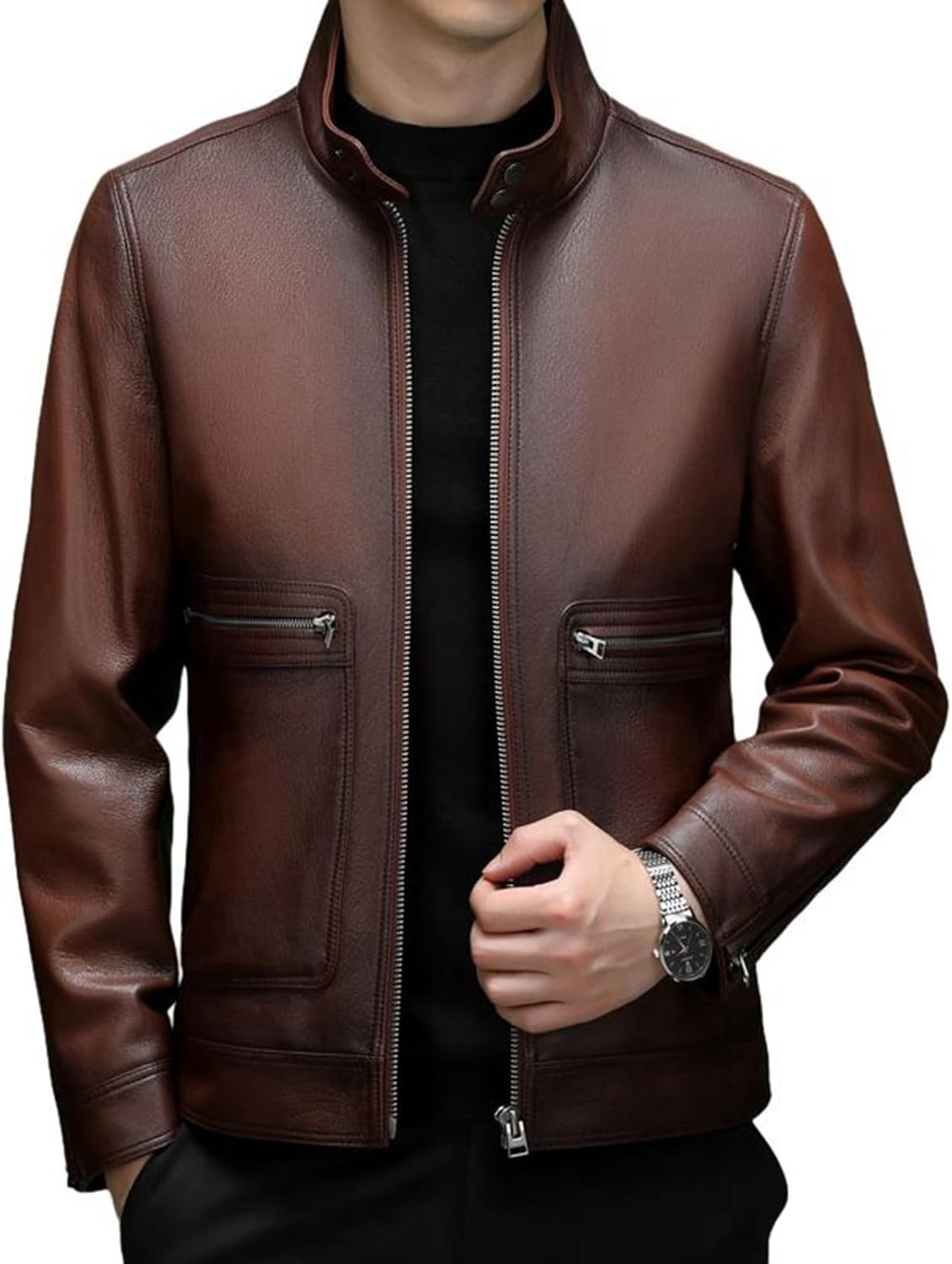 楽天市場】メンズ 羊革ジャン 本革 ブラウン ライダースジャケット