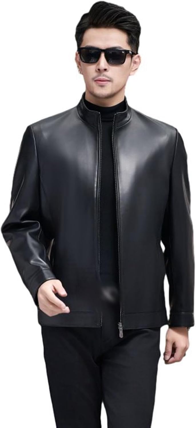 革ジャン 本革 羊革 ライダースジャケット メンズ レザー ビジネス 黒 M-4XL ハイネック 立ち襟 アウター コート ブルゾン レザージャケット ジッパー カジュアル バイクジャケット おしゃれ