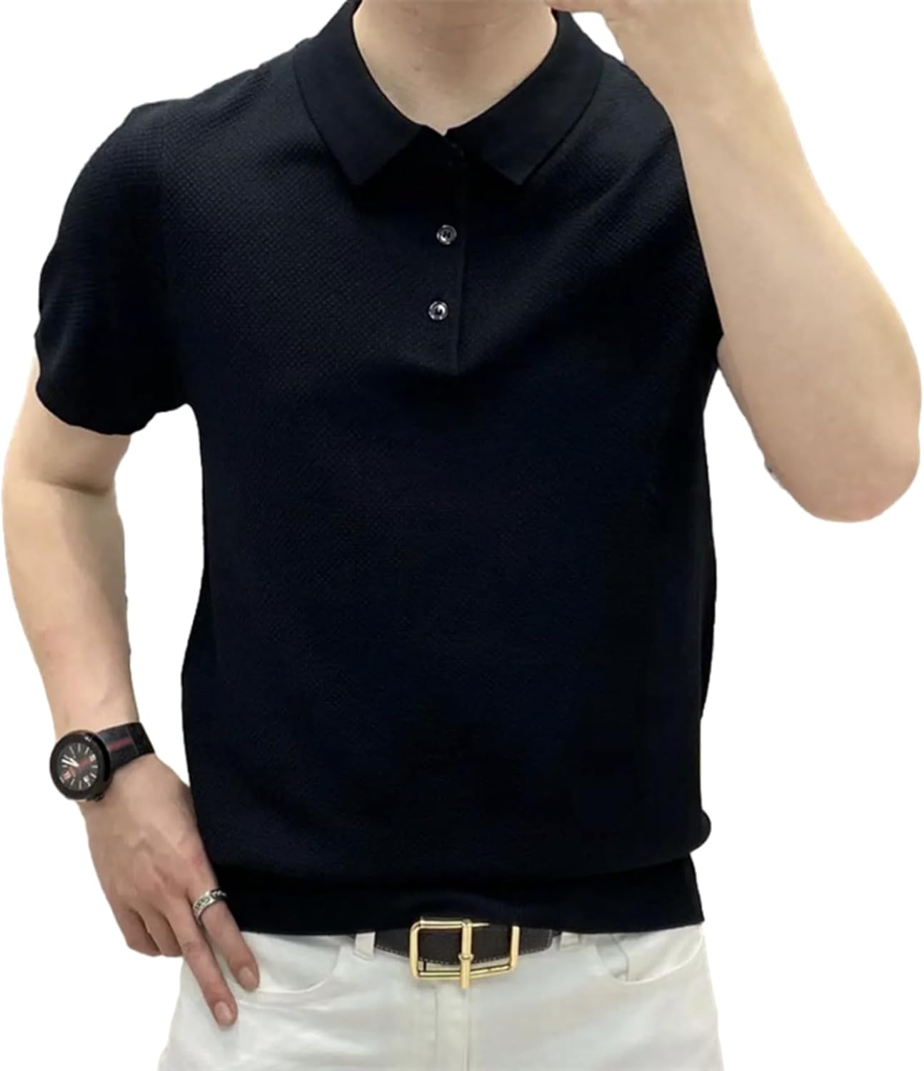 ポロシャツ メンズ 半袖シャツ Tシャツ 開襟 夏用 薄い 軽量 カジュアルシャツ 純色 シンプル 速乾吸汗 ゆったり 通勤通学 ストリート 日常 形態安定 ビジネス コーデやすい トップス