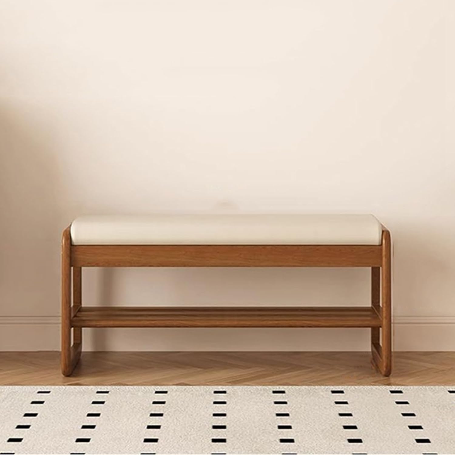 シューズラック 収納ベンチ 玄関ベンチ 80*30*42cm 靴棚 靴箱 木製 丈夫で座れる おしゃれ 通気性 オープンラック オープンシェルフ 無垢材 木目2 シューズ収納 玄関 省スペース スリム