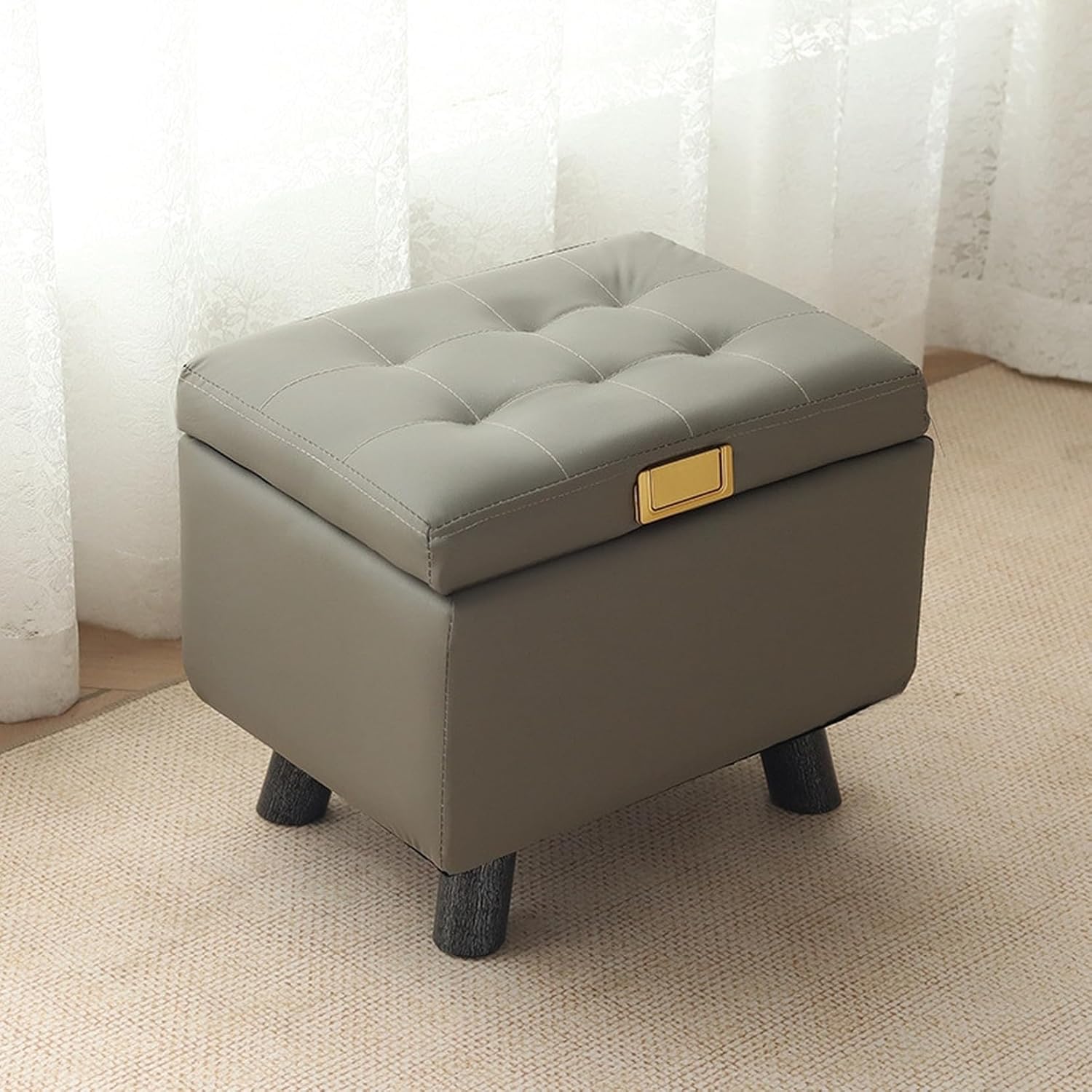 収納スツール オットマン 40*30*35cm 収納ベンチ 玄関椅子 脚付き 足置き台 玄関 ソファー ふた付き スツールチェア フットレスト ストレージチェア ボックススツール タイプ5 踏み台 肌