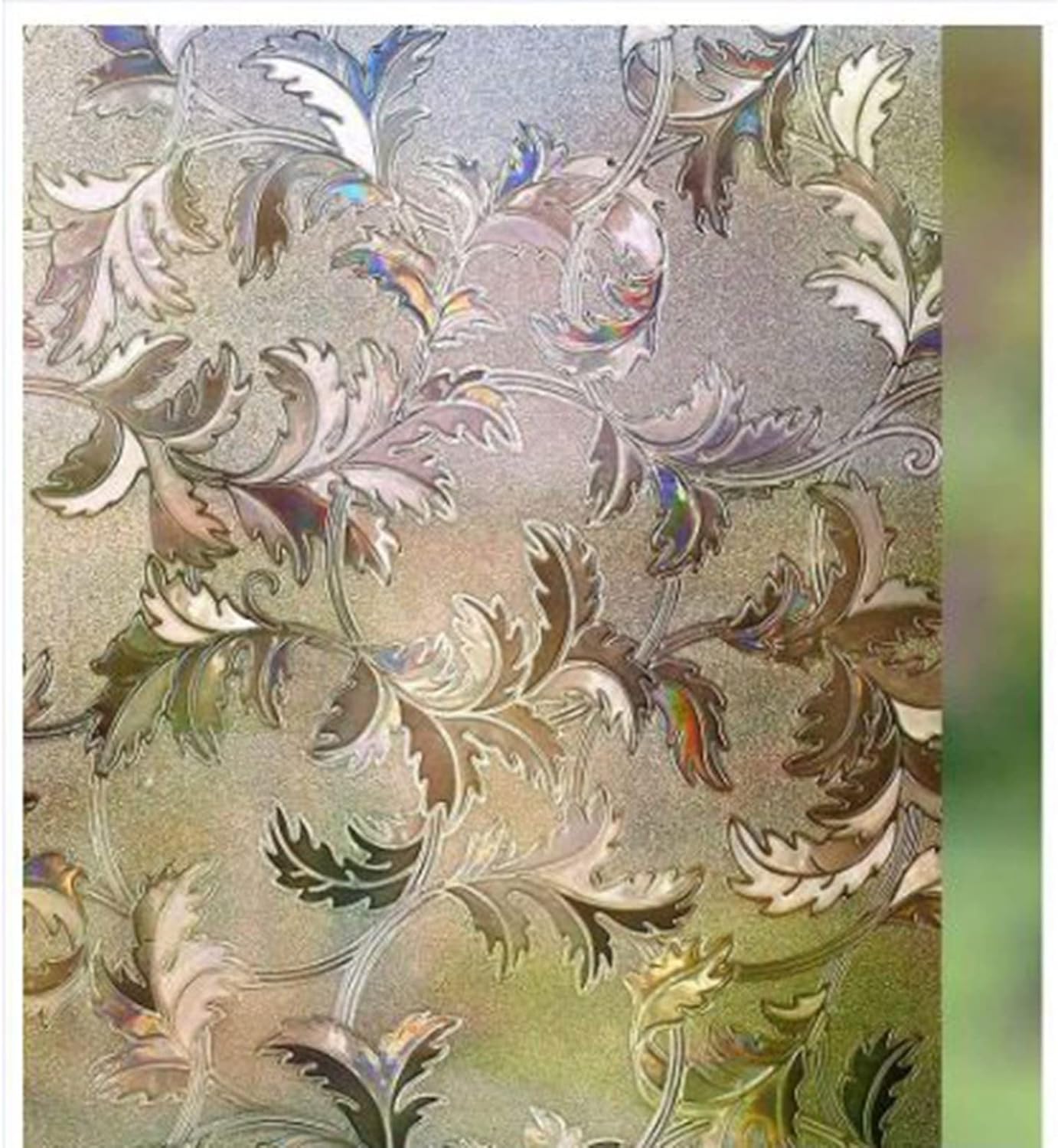 目隠しシート 窓用フィルム 3D 虹色の輝き UVカット 断熱シート 葉柄 ネーチャー プライバシー保護 水で貼るだけ 剥がせる 再利用可能 装飾 飛散防止 日差し対策 紫外線カット 喫茶店 室内 リ
