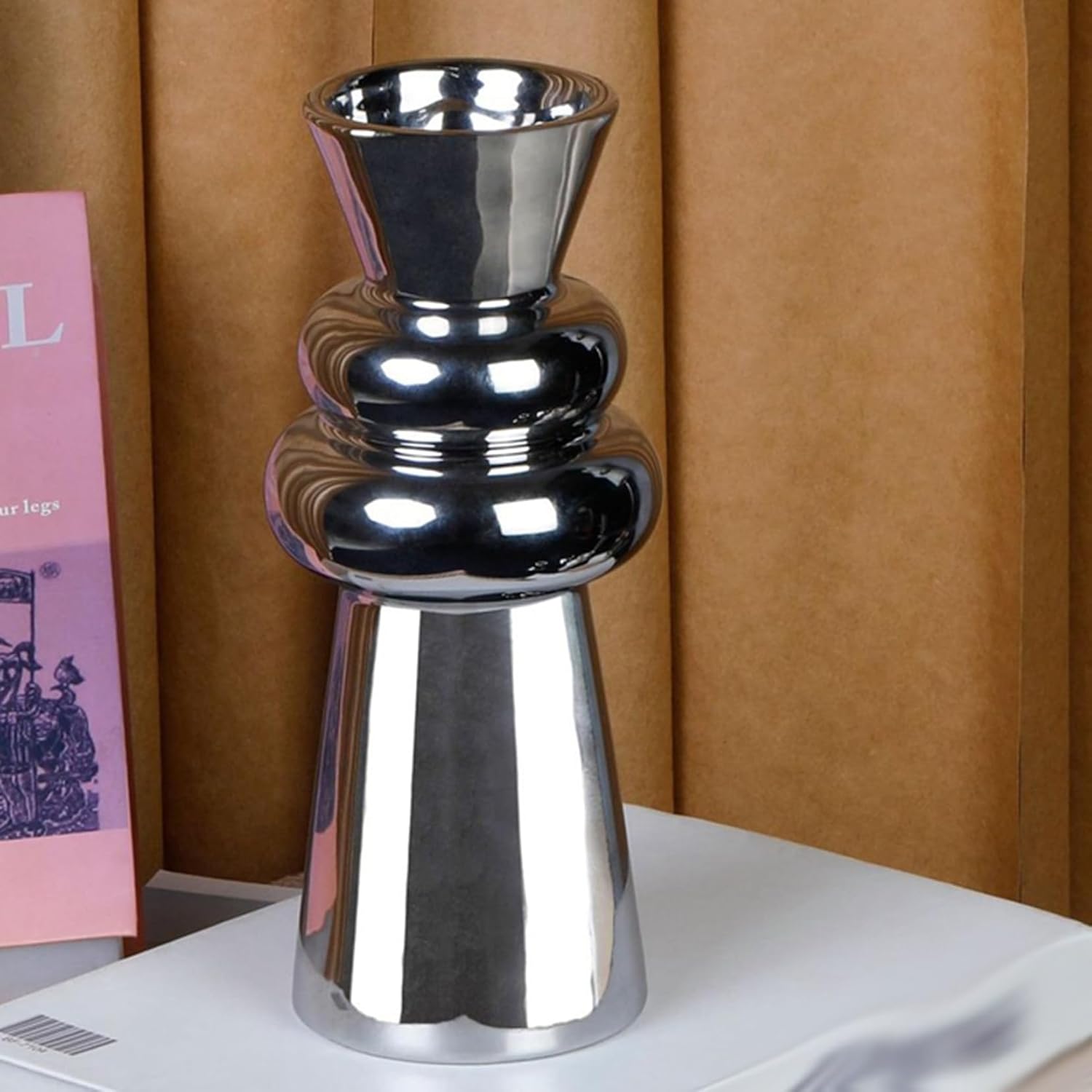 花びん 花瓶 一輪挿し 欧米風 白磁器 金属風 光沢感 小さい シンプル花器 おしゃれ花器 花瓶 陶器花瓶 セラミックス花器 ドライフラワ用花器 フラワーアレンジメント用花器 インテリア小物 装飾家の