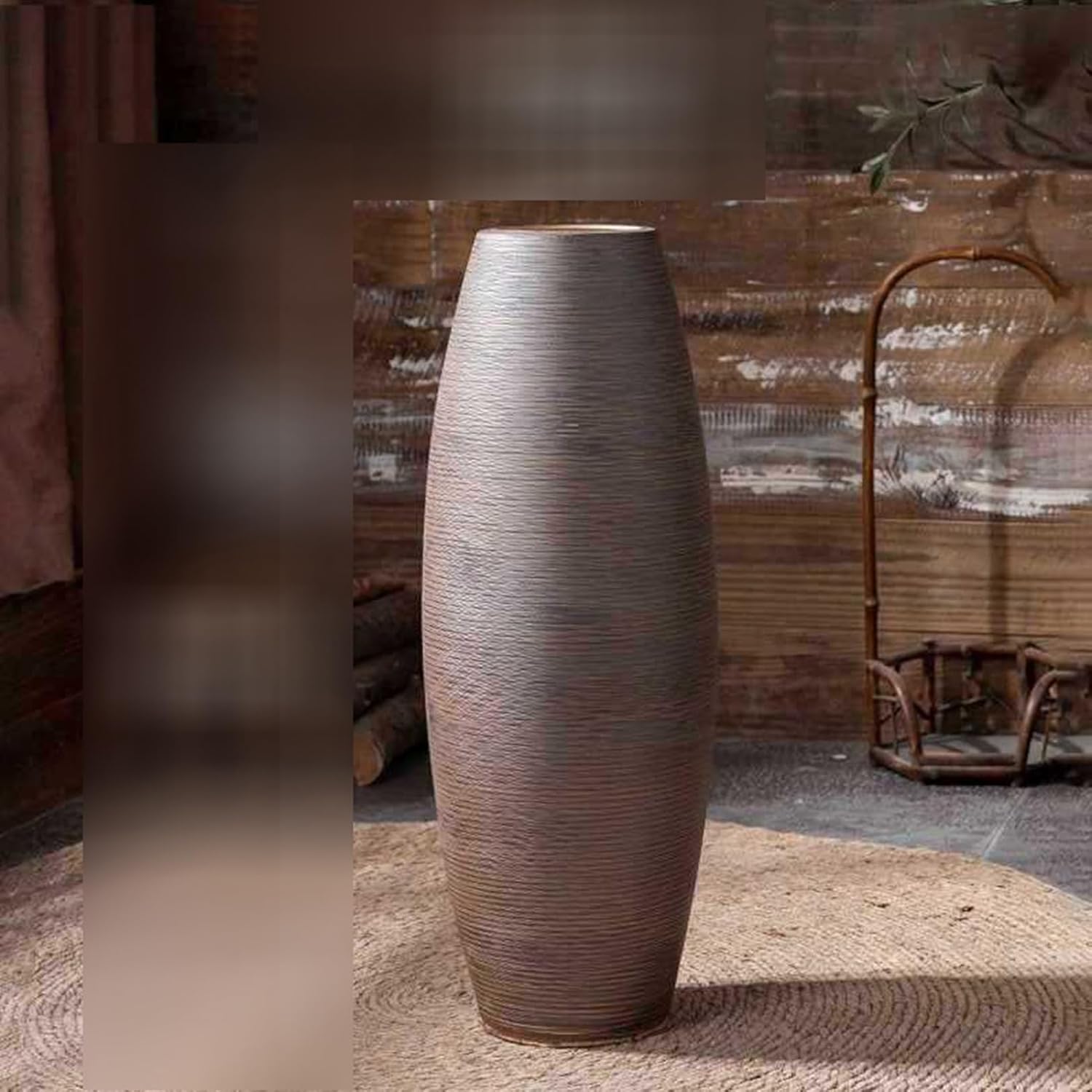 舞い降りる花立て 大型 瀬戸もの花器 94糎 78糎 59糎 赤銅色 支柱型 縞模様 分かりやすい花器 花立て 花びん 瀬戸もの花器 セラミックス花器 素っ気ない御花用花器 家飾りつけ個条 室内かざり付ける 泊まり飾りつけ