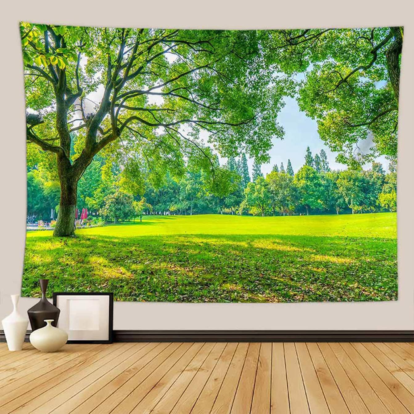 森のタペストリー 青空と白雲 自然風景タペストリー 山 サンシャイン 寝室 インテリア ベッドルーム リビングルーム 部屋 150*200cm 寮 カラー ジャングル 壁掛けタペストリー ファブリック