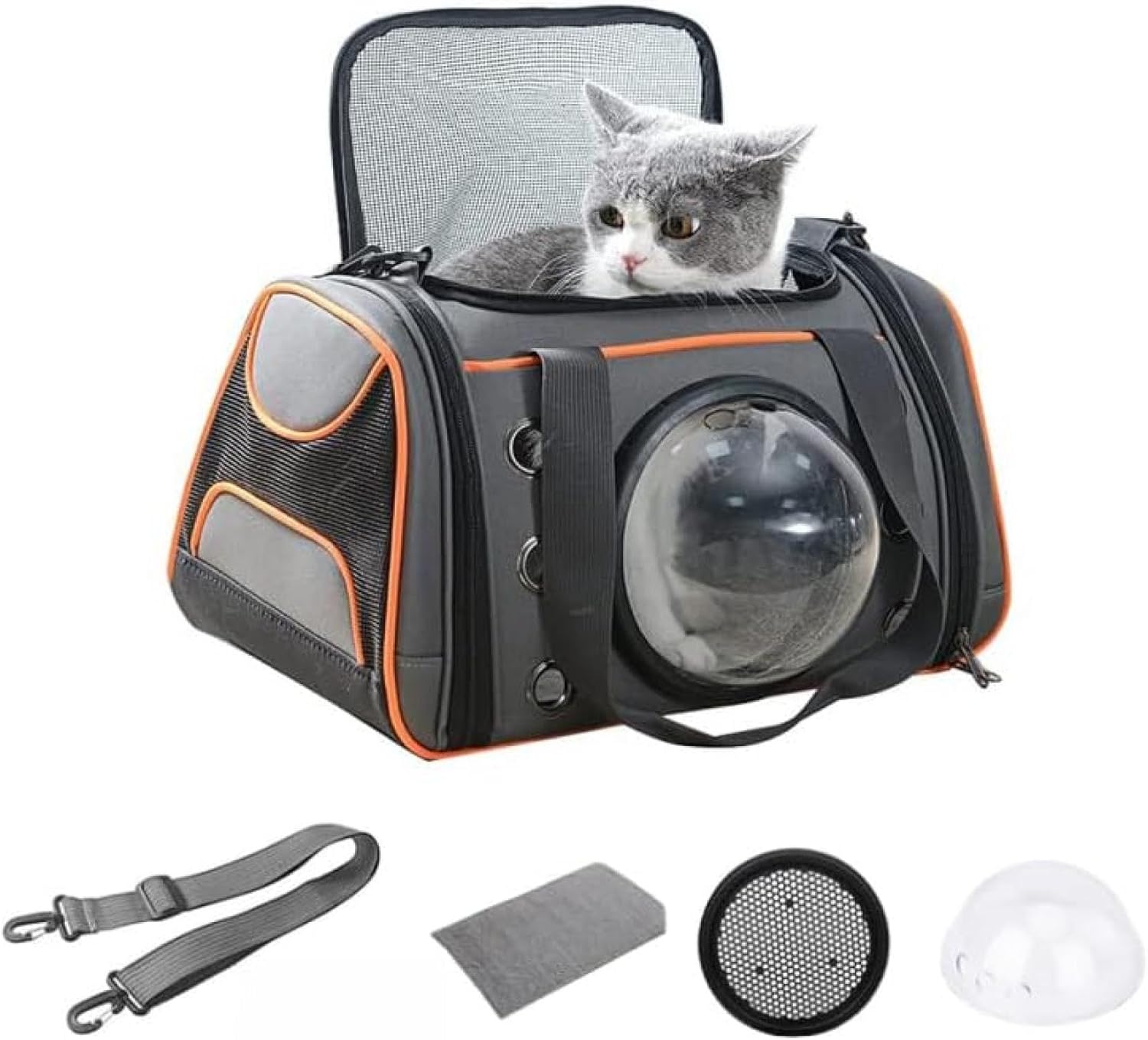 猫 キャリー 猫 キャリーバッグ 耐荷重8.5Kg 犬 キャリー ペット 犬 キャリーバッグ 宇宙船カプセル型 手提げ 折りたたみ 通気性 小動物用 多用途 透明窓 ショルダーストラップ付き お出かけ｜サステナライフ
