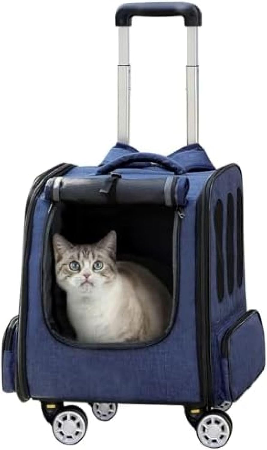 ペットキャリー キャスター付き 猫 小型犬用キャリー キャスター付き リュックバッグ ホイール付き通気性 旅行 散歩 通院 防災用｜サステナライフ