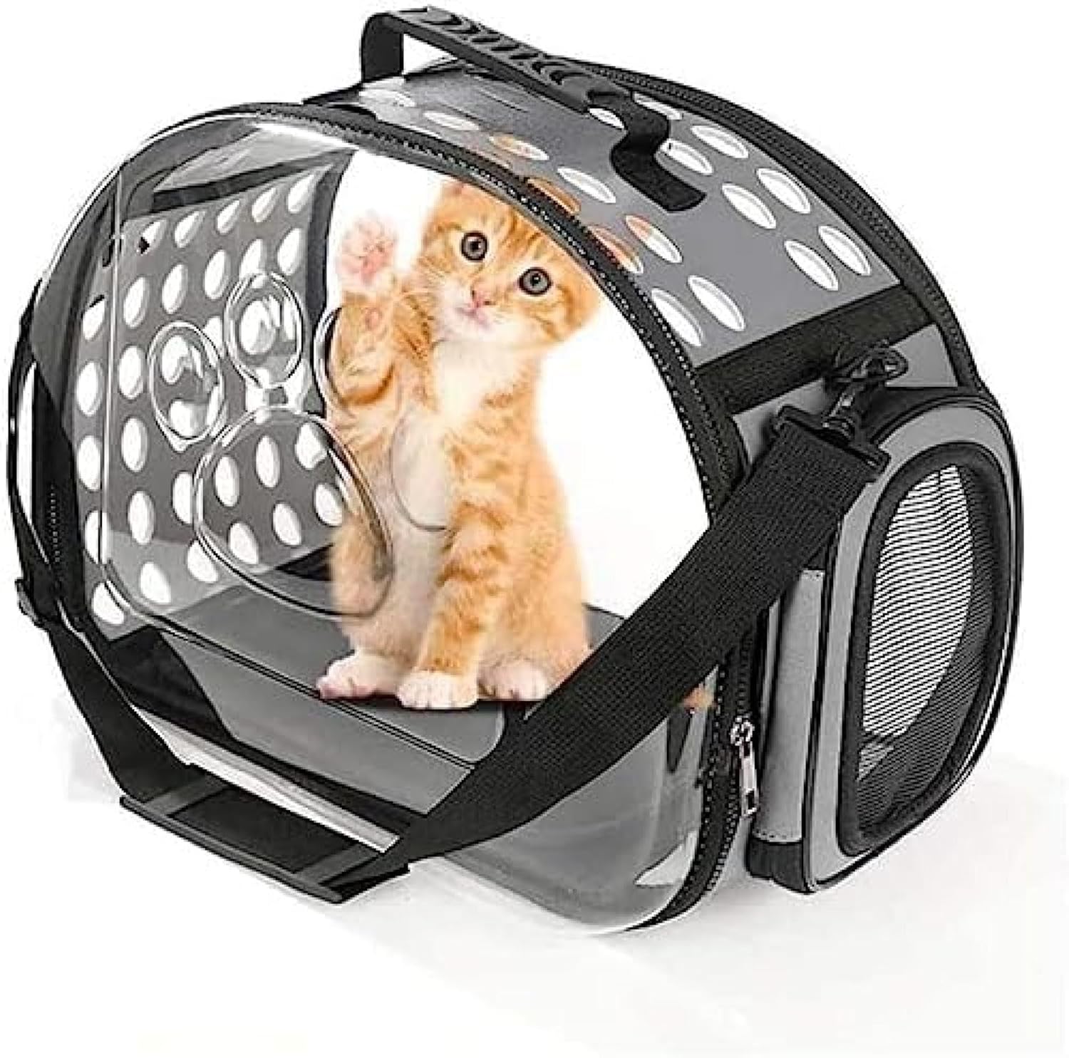 猫 キャリーバッグ ペット用 折りたたみ透明 キャリーケース かわいいペット用品メッシュキャリーバッグ リュック 猫 2WAY 小型犬用 通気性 軽量 旅行 通院 顔出し 顔出し キャリーケース 2W|サステナライフ