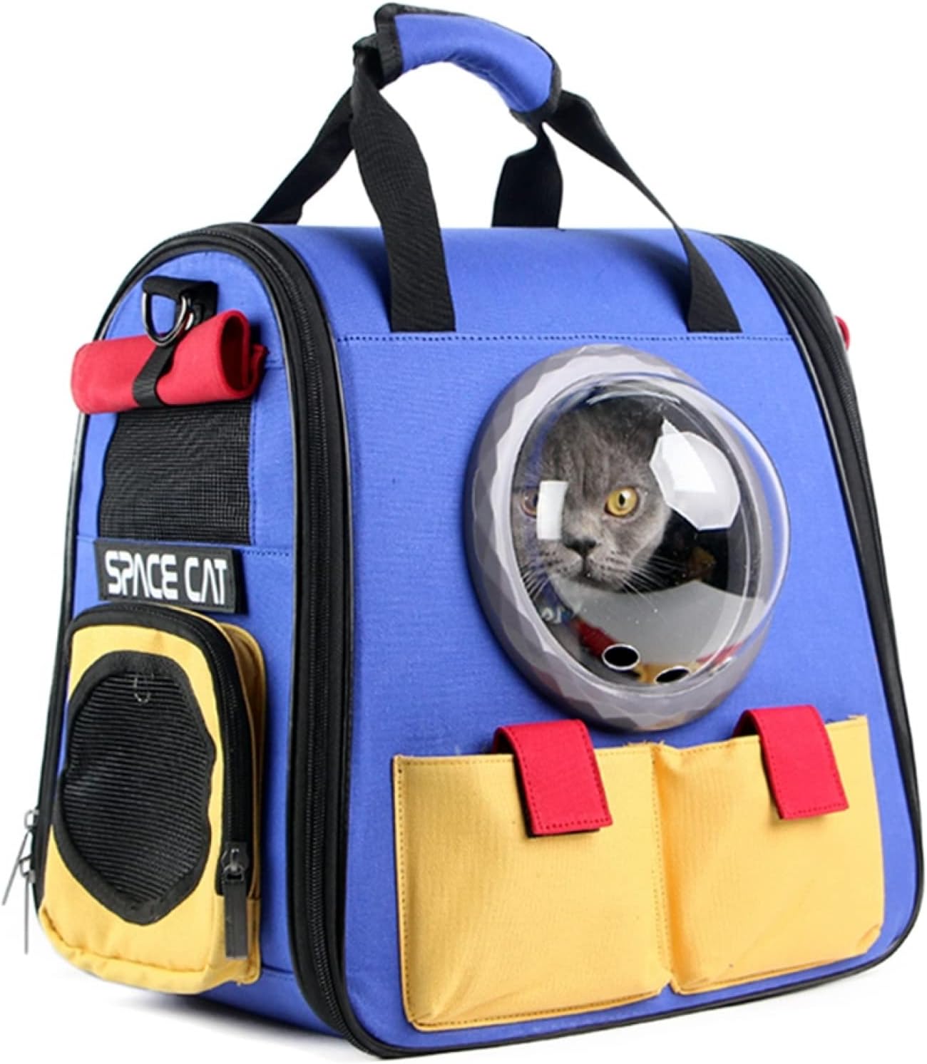 猫 キャリーリュック 大型 ペットバッグ 宇宙船カプセル型 カーテン付き キャリーキャット ペットバックパックバブル リュックサック 通気性 大きなサイズ 小型犬用 緊急避難ドライブ 旅行 キャンピン|サステナライフ