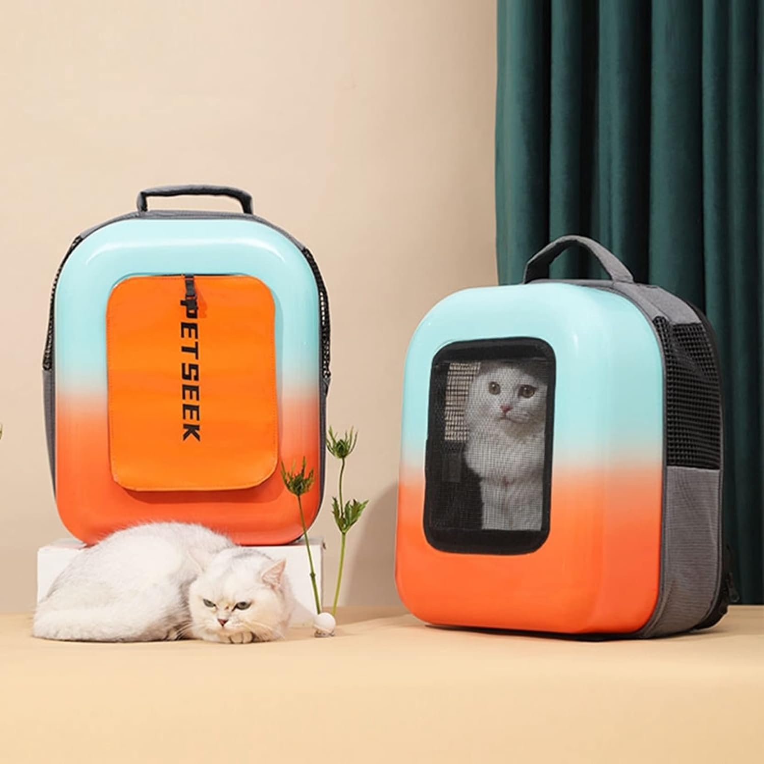 猫 キャリーバッグ リュック 宇宙船 カプセル型 ペットキャリー 猫 犬 カーテン付き 軽量 耐荷重8Kg 大容量 通気性 飛び出し防止 ペットリュック 小型犬用 受診に行く用 ドライブ 旅行 キャン|サステナライフ
