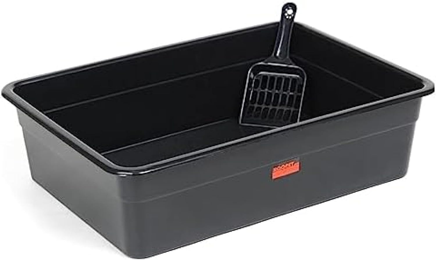猫トイレ ワイドサイズ オープンタイプ 猫用トイレ本体 大型猫 深型 大きめ お手入れ簡単 ニャンとも清潔トイレ キャットトイレ 抗菌防臭 軽量 ゆったり広々サイズ スコップ付き シンプル ブラック|サステナライフ