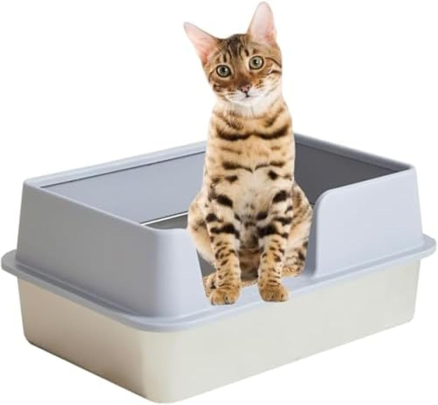 猫 トイレ システムトイレ 本体ネコトイレ飛び散らない猫のトイレステンレス鋼猫砂盆スコップつき猫用トイレ 49.5x35x23cm｜サステナライフ