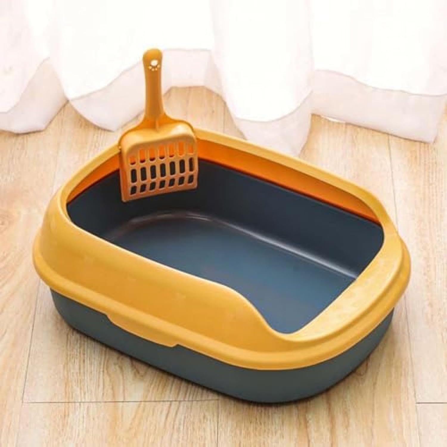 猫トイレ キャットトイレ ゆったり広々サイズ 猫用トイレ本体 オープンタイプ 大容量 砂飛び散り防止 掃除簡単 清潔 洗える システムトイレ 子猫 成猫用 スコップ付き 耐久性 猫用品 シンプル 40|サステナライフ