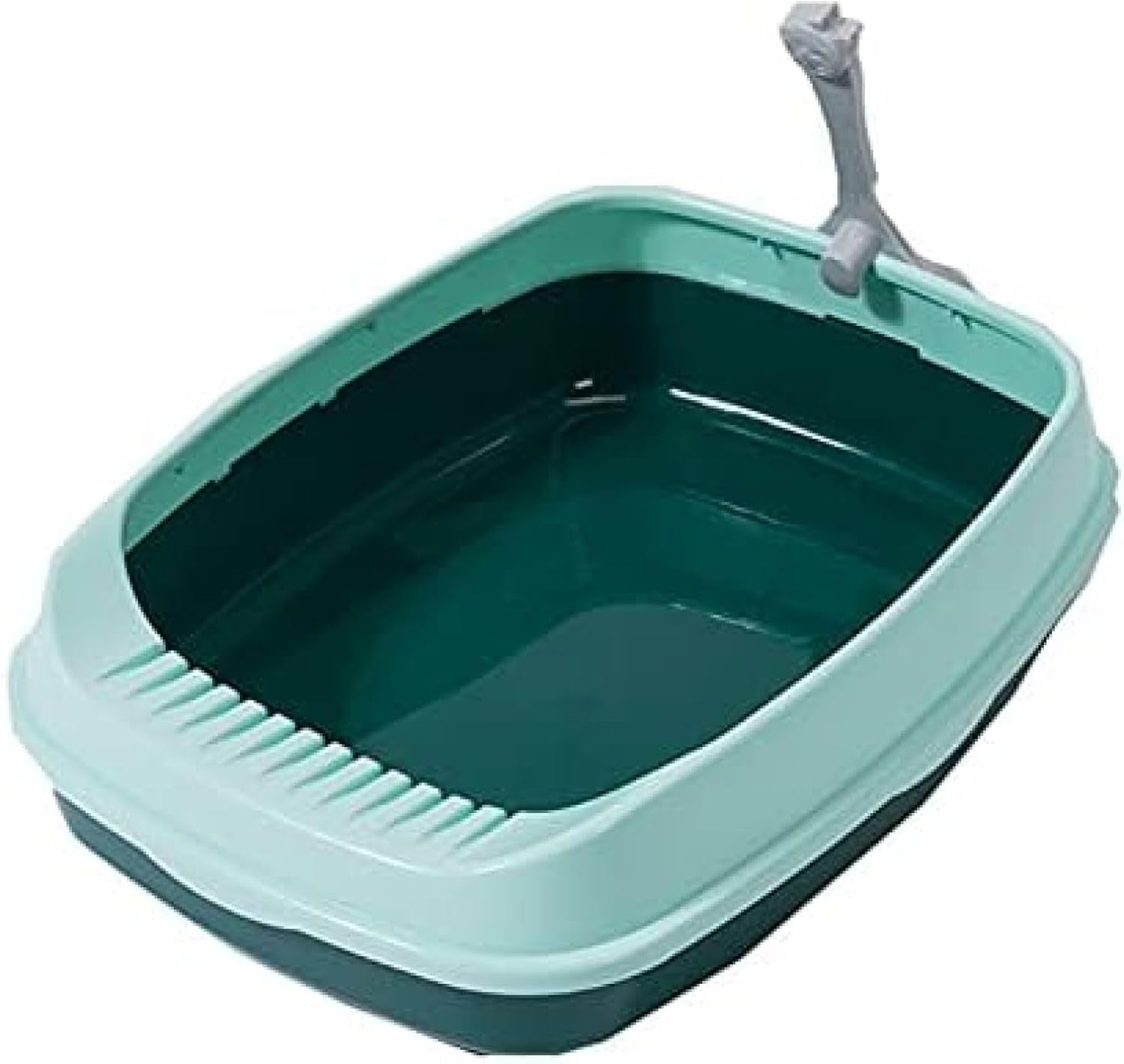 猫用トイレ本体 スカップ付きの上の猫のゴミ箱のパンPPのプラスチックキティのごみ箱 小さな猫のために掃除が簡単 掃除しやす (Color : Green Size : 34x45x12cm)｜サステナライフ