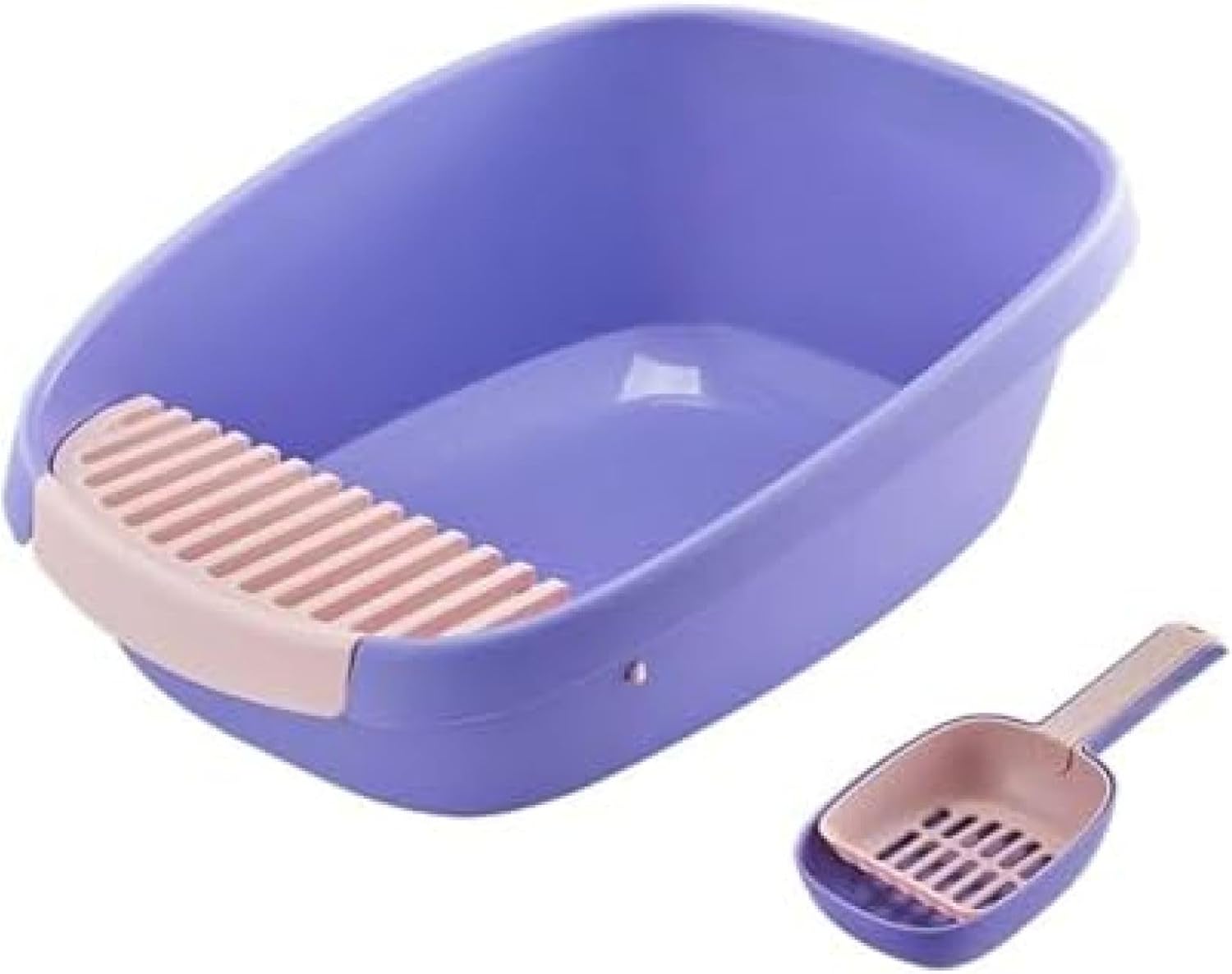 猫トイレ オープンタイプ 猫用トイレ本体 大型猫 大容量 ワイドサイズ 砂飛び散り防止 掃除簡単 清潔 洗える ネコトイレ システムトイレ スコップ付き 耐久性 おしゃれ 57x41x20cm 猫用品