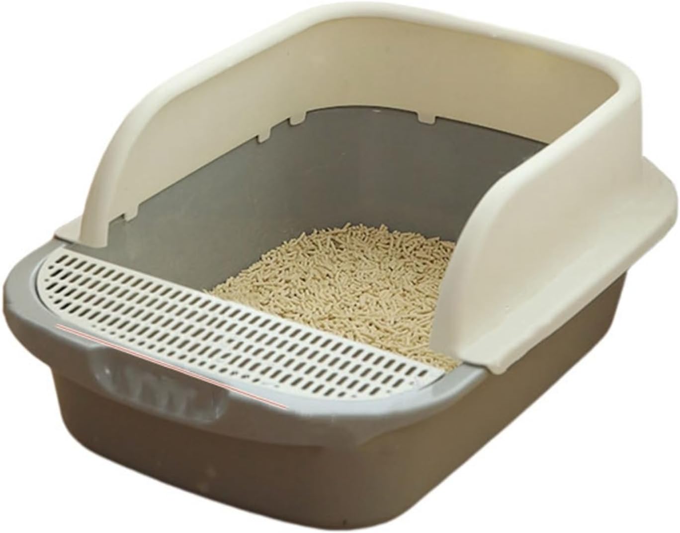 猫トイレ ハーフカバー 猫用トイレ本た ワイド 深め 猫砂飛び散り防臭 ねこトイレ キャット用品 清潔 掃除しやすい お手入れ簡単 清潔 広々サイズ 子猫 ニャンとも清潔トイレ グレー M