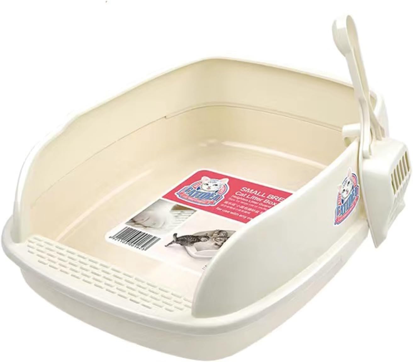 猫 トイレ 猫用トイレ 本体 キャットトイレ ワイドサイズ 大型 小型 cat 大きめ 深め 飛び散り防止 囲い お手入れ簡単 ニャンとも清潔トイレ 耐久性 スコップ付き 小さい猫 ホワイト S