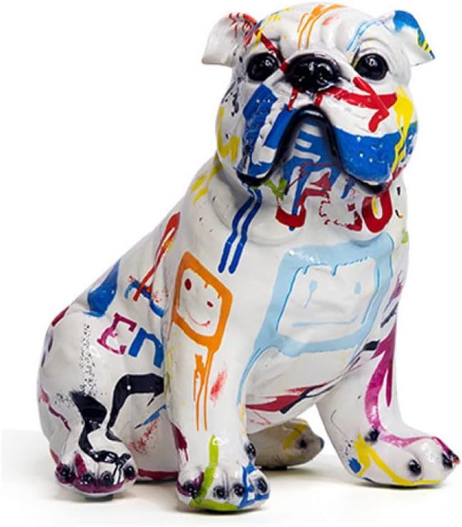 犬のオブジェファンシーカラー 犬 グラフィティ 樹脂クラフト 動物 工芸 F 装飾 デスク テーブル オフィス 装飾 フィギュア 置物 タイプ フレンチブルドック モダン風 カラフルな落書きアート 樹