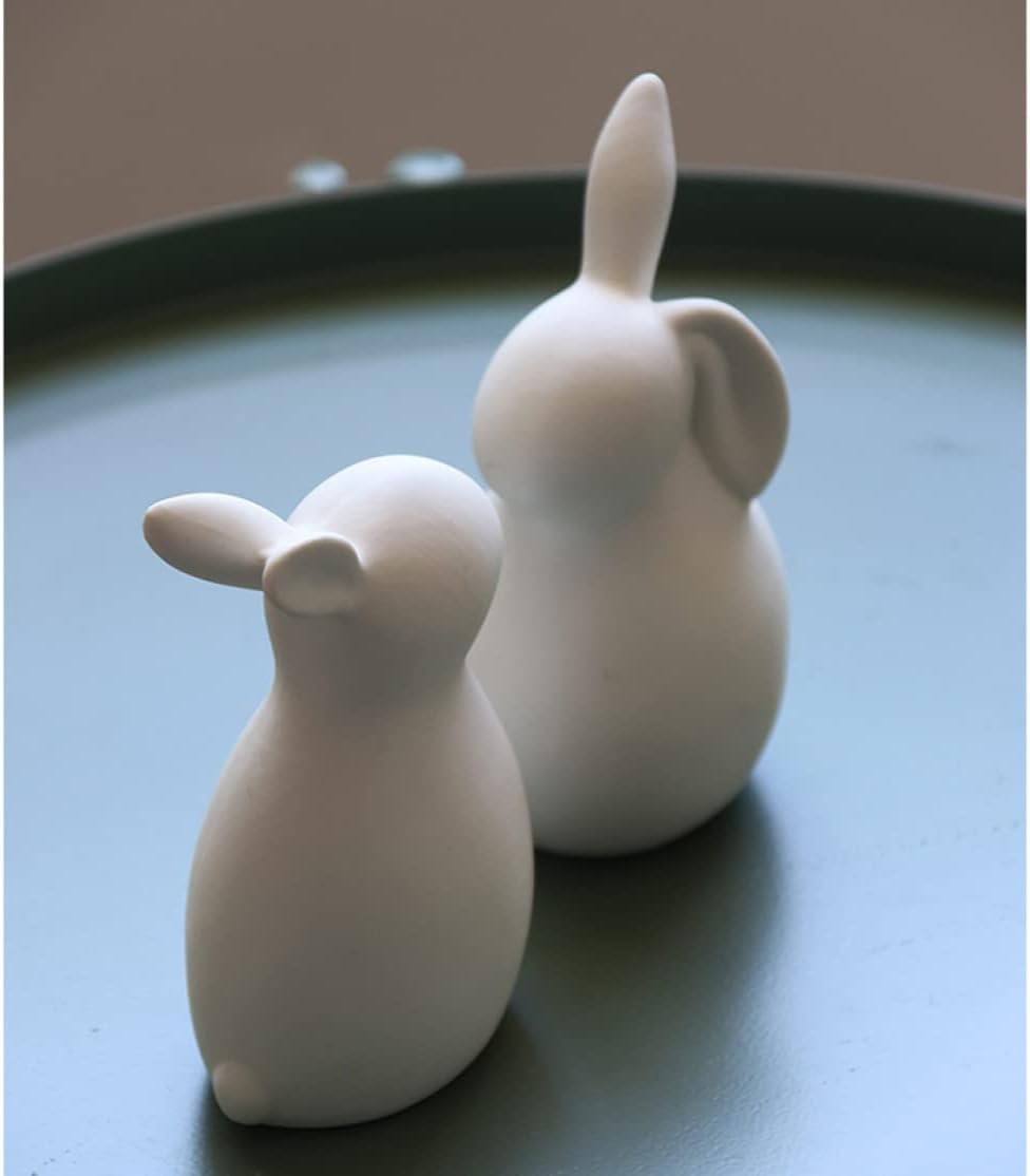 陶製 うさぎ置物 ホワイト ミニチュア 小さい 置物 風水 兎 ウサギ 新年 飾り 干支 動物 お歳暮 お年賀 ギフト タイプ3 誕生日 プレゼント 家庭用 業務用 オシャレな置き物 うさぎ雑貨 F