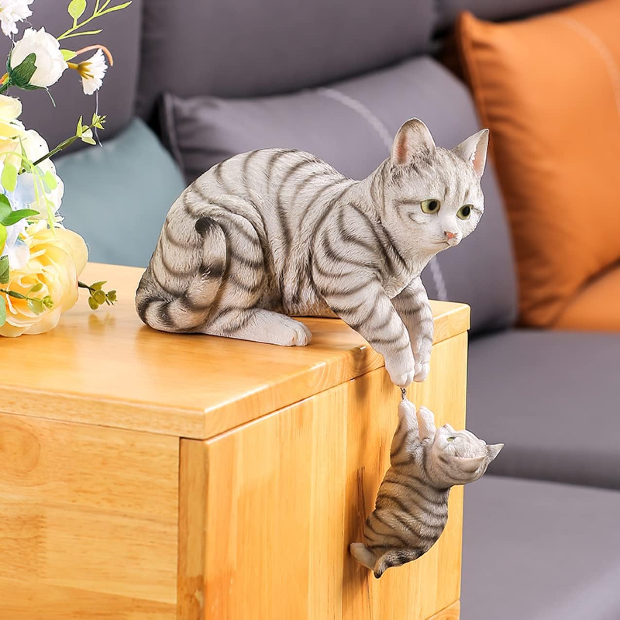 ガーデンオーナメント レジン製 猫 ねこ 本物そっくり 猫の置物 オシャレ タイプ1 庭彫刻の装飾 インテリア装飾 置物ガーデンオブジェ F 動物の置物 ガーデン飾り置き物 猫のモデル ガーデン雑貨