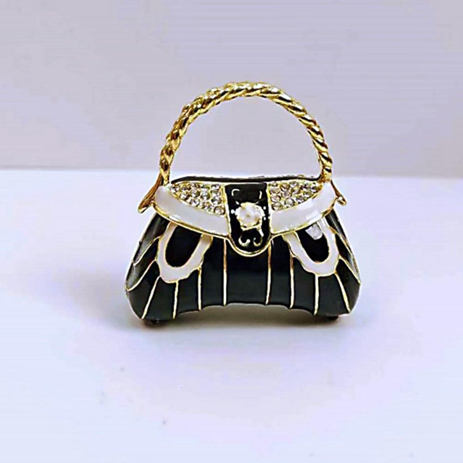 黒いバッグ エナメル ジュエリーボックス クリスタルトリンケットボックス おしゃれ 面白い 小物入れ 置物 アクセサリーボックス ジュエリー収納 結婚式 母の日 女性 プレゼント ギフト