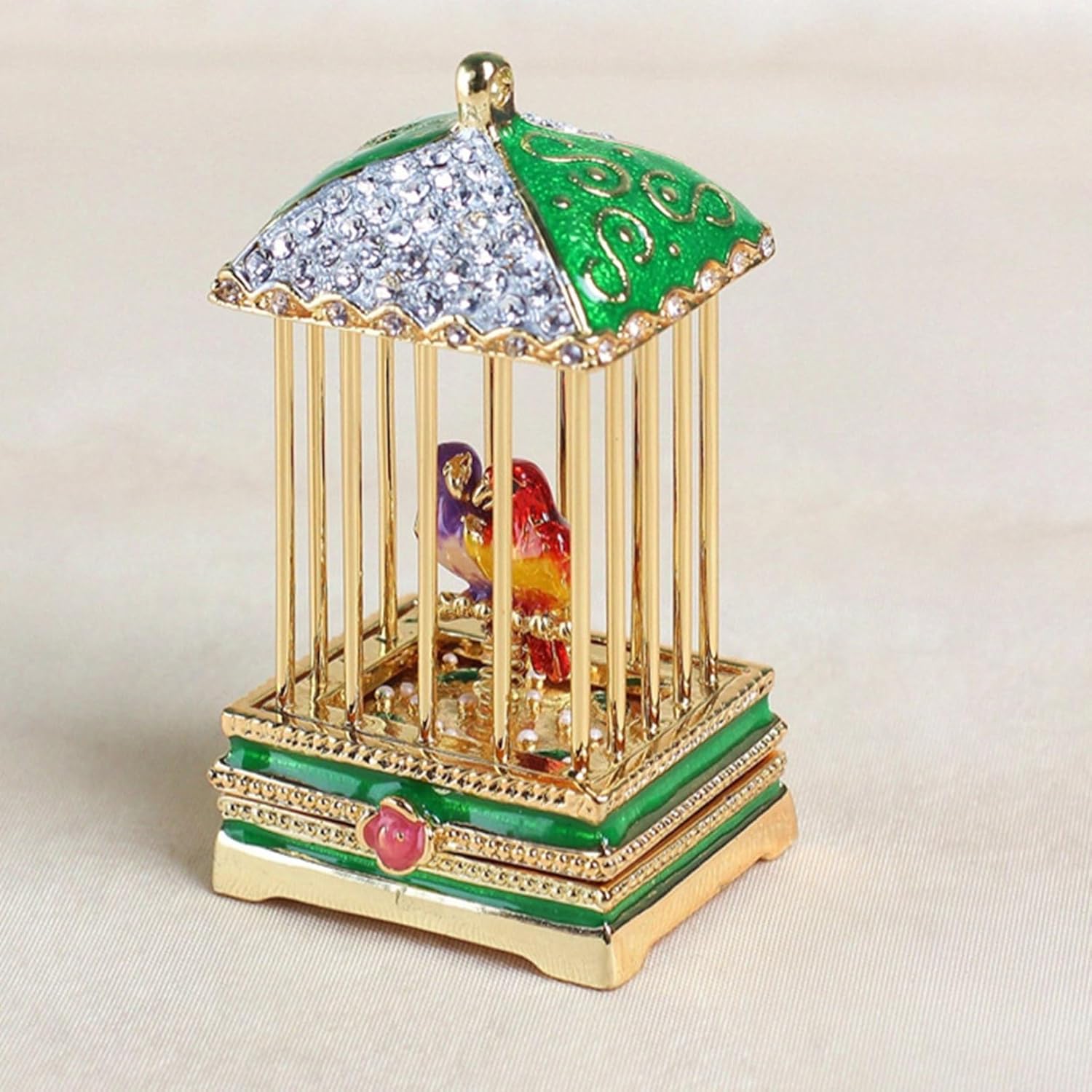 エナメル 鳥籠 ジュエリーボックス 合金製 トリンケットボックス 癒しグッズ 手描く 小物入れ ピアス リング ネックレス 装飾品 プレゼント 置物 ホームデコレーション 娘 子供 誕生日プレゼント