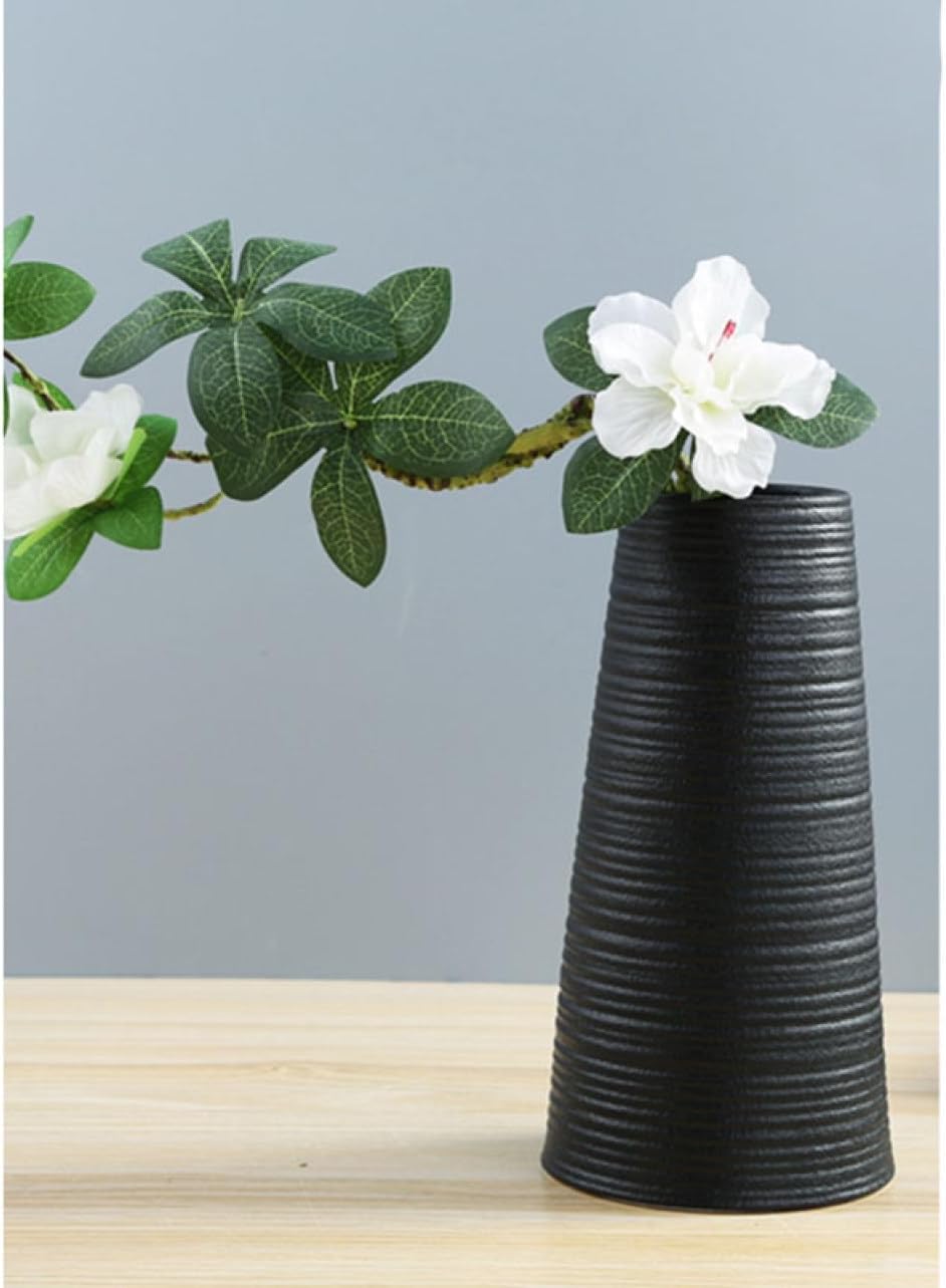 花瓶 フラワーベース 花器 セラミック ブラック おしゃれ 北欧 陶器 生け花 インテリア 家の装飾 ユニーク 小さい 高さ:17cm モダン シンプル ドライフラワー プリザーブドフラワー 造花 フ