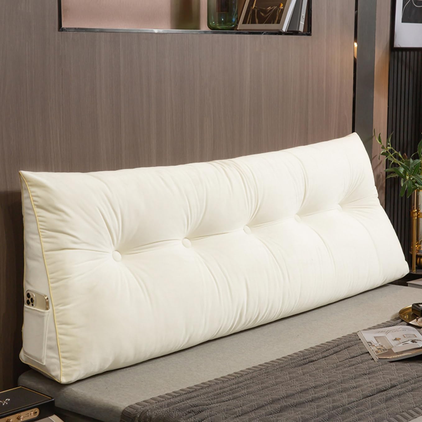 腰枕 裏座布団 北欧 ３角形座布団 取りはらい能力のある 洗える 単色 ウェッジ枕 臥榻 気が大きい 住み家用 うつぶせ寝座布団 120X50糎 読むこと枕 ベージュ 腰椎パッド ３角形枕 腰クッショ