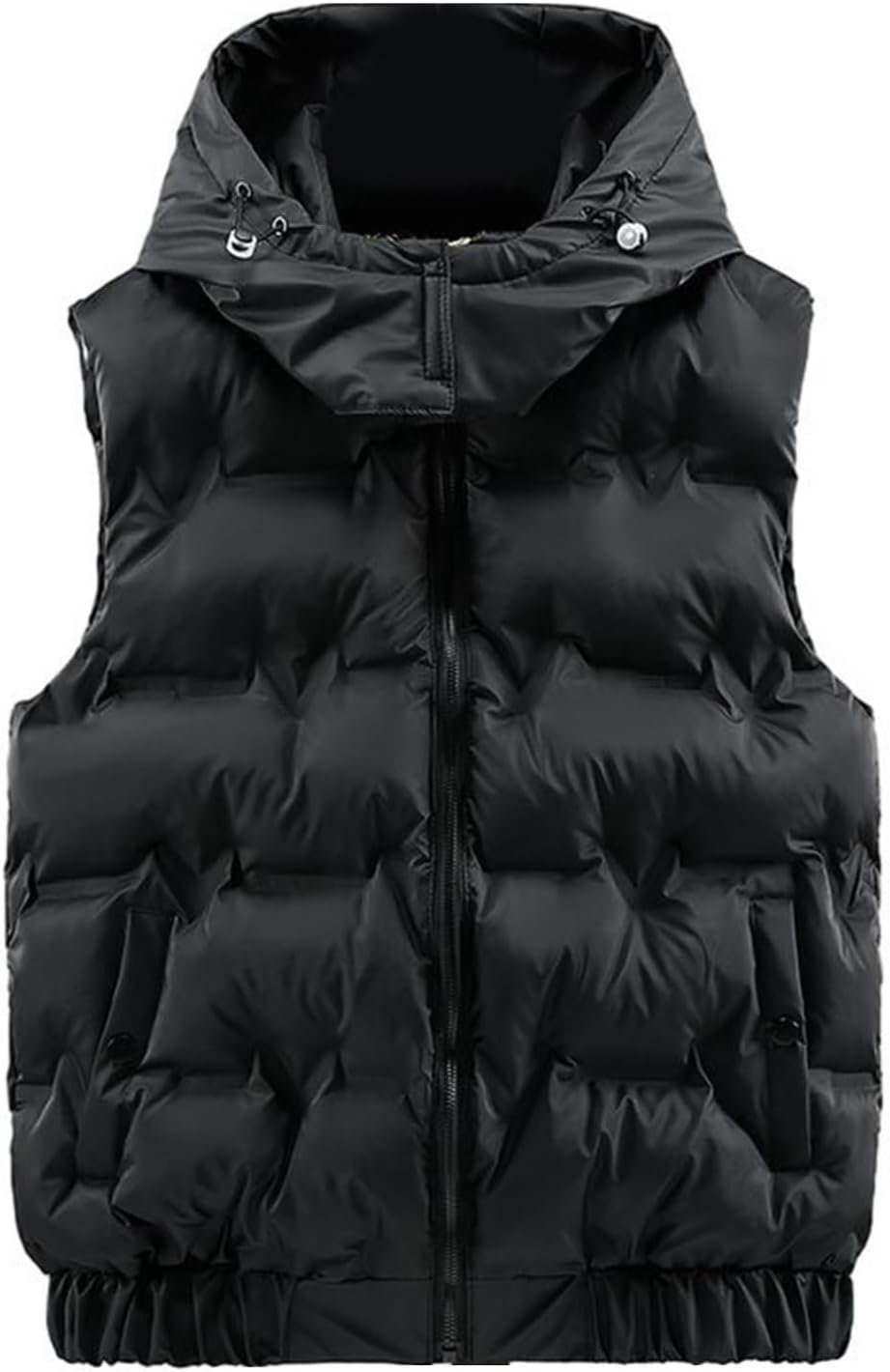 中綿入りベスト メンズ フード付き ポケット付き 立ち襟 大きいサイズ ジップアップ 秋冬服 あったか 防寒ベスト トップス 無袖アウター あったか 極暖 通勤 通学 戸外 オシャレ シンプル