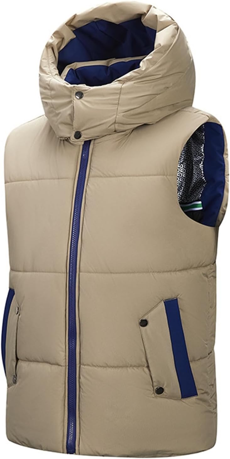 メンズ ダウンジャケット フード付き 着脱可 ハイネック 中綿ベスト 袖なし パファーベスト アウトドア 防寒保温 チョッキ 防風 透気性 ゆったり アウター 秋冬服 軽量 ファッション コート お出