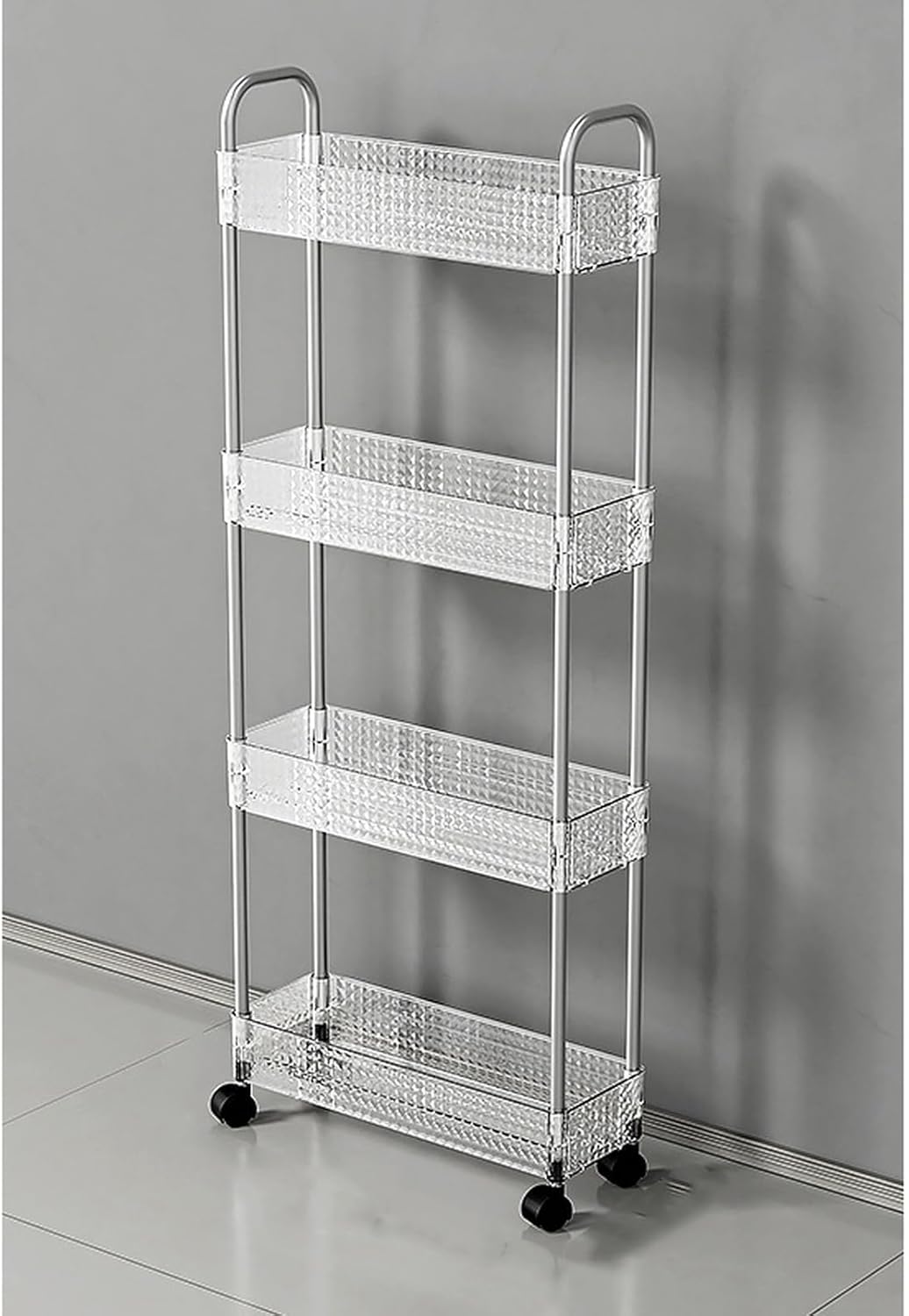 キッチンワゴン 浴室収納ラック キッチンラック カラー1 キッチン収納カート 1 プラスチック製 頑丈 コンパクト 小物収納 移動式 隙間収納 台所 部屋 ホワイト 細い棚 洗面所すき間ワゴン隙間収納 8,694円