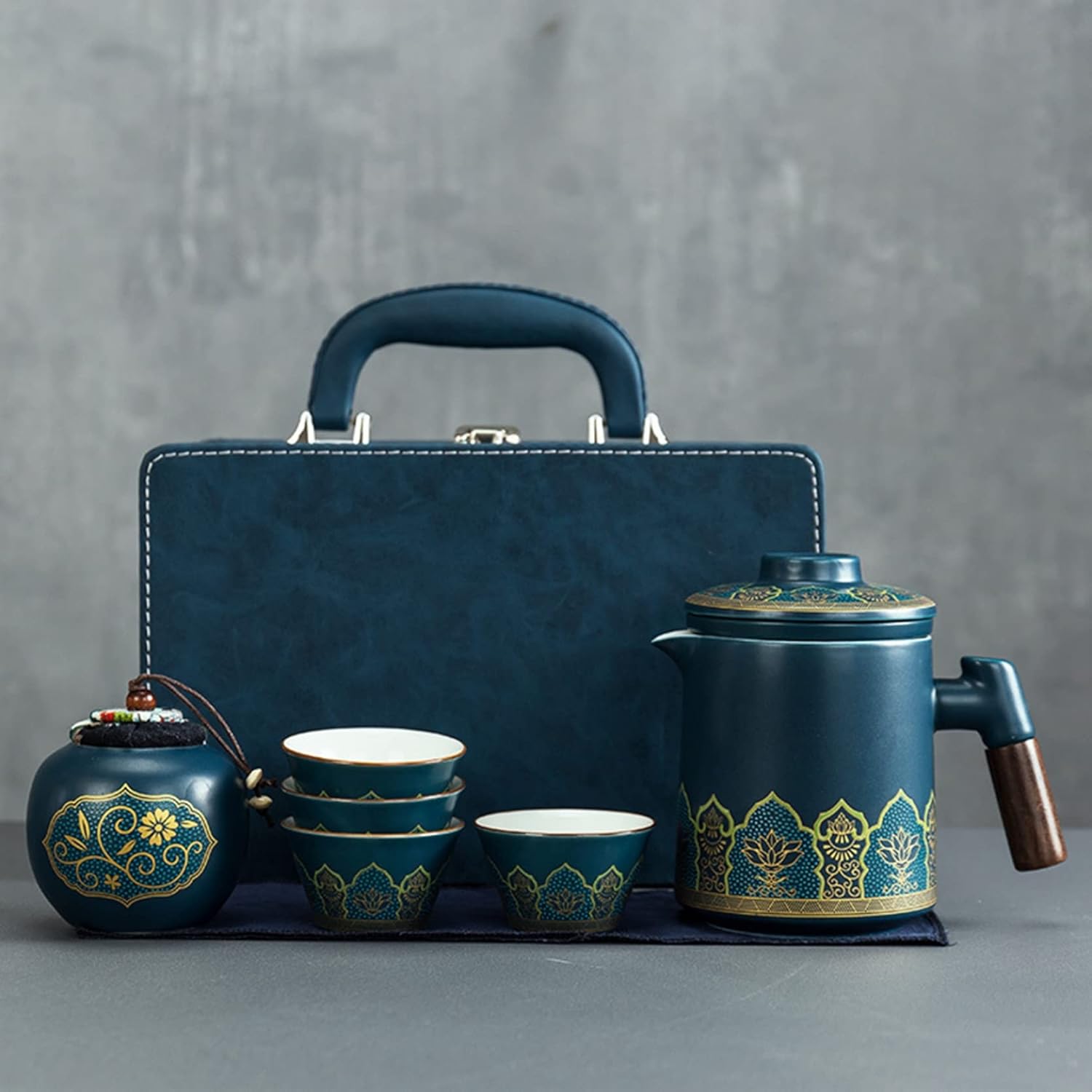 功夫茶具 茶器仕掛ける 持ちはこぶ用 金メッキ 墨付き 茶入れ 旅するティーセット 陶芸 耐熱 パウダーコンパクト 軽さ 茶こし付 番茶器仕掛ける 急須 差し上げ物 差し上げ物 和風 紅茶の葉 麦茶 中国茶 中華民国茶 住み家用 家