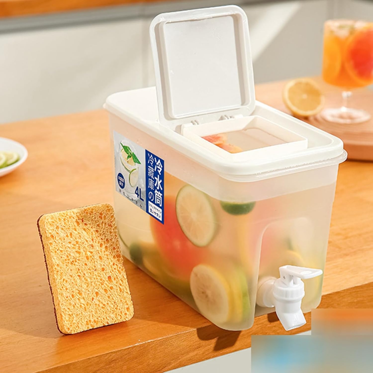 ピッチャー 麦茶ポット 冷蔵庫ポット ドリンクサーバー 冷水筒 蛇口付き 大容量 4L 透明 耐熱 漏れない ウオーターサーバー 蓋付き 洗いやすい お茶 麦茶 ティーポット 広口 飲料水バケット 2
