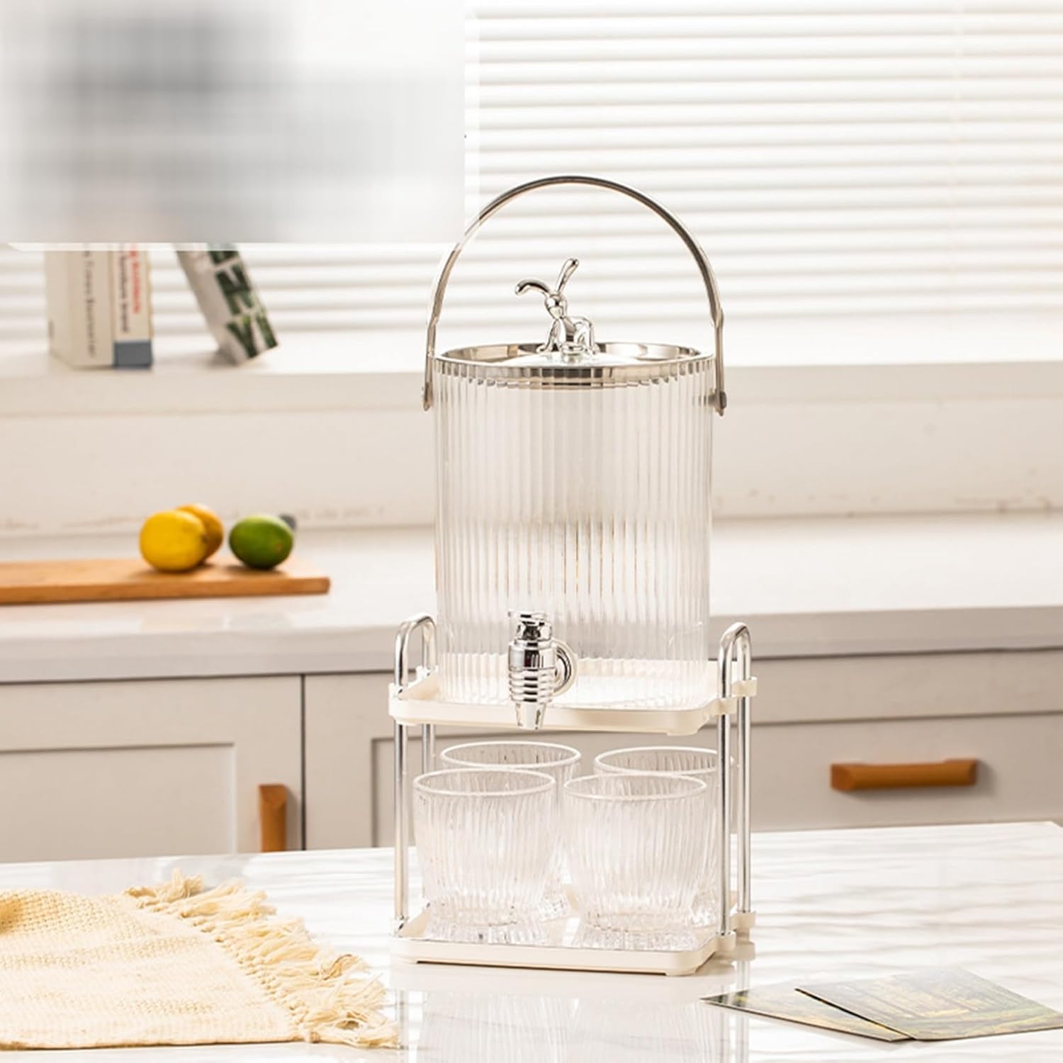麦茶ポット 水さし 茶の葉ポット冷水筒 電気冷蔵庫ポット 蓋付き添い人 硝子取っておく貯蔵タンク 3.6L 澄み切った ドリンクサーヴァー ガラスワインボトル 電気冷蔵庫ジャグ 水道の栓付き添い人 洗い分かりやすい 手抜かり押しとどめる 茶の葉や清涼飲料水を作