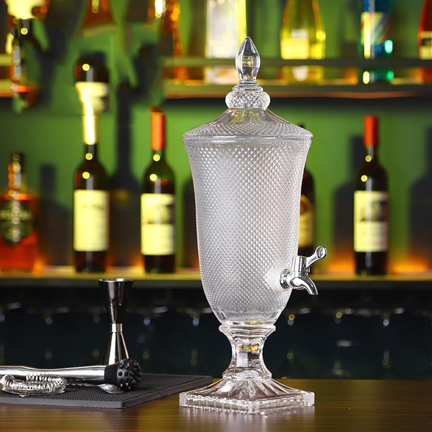 冷水筒 蛇口付き ガラス製 ドリンクサーバー 1.8L/3L/4.5L 飲料ディスペンサー ジュースディスペンサー 酒 業務用 ウォーターサーバー ウォータージャグ 透明バレル ドリンクピッチャー B